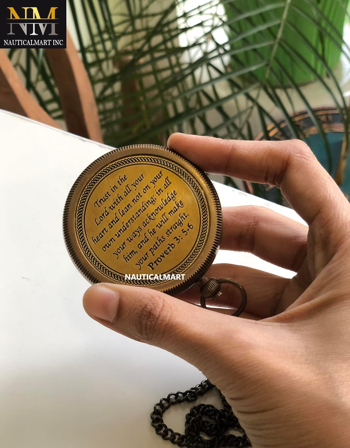 Brass Compass Gift with Display Box - Engraved Scripture Prayer Compass Religious Gift for Men & Women - Baptism, Confirmation, Communion Compass for Boys Graduation Gift image number 3