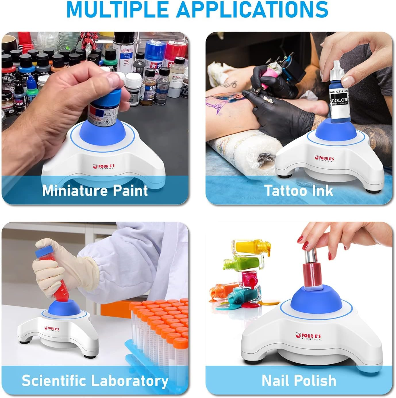 FOUR E'S SCIENTIFIC 5600Rpm Mini Vortex Paint Mixer - Vortex Mixer Paint Shaker with Touch Mode for Lab Mixing Miniature Paints Acrylic Paints Nail Polish(Au Plug) image number 1