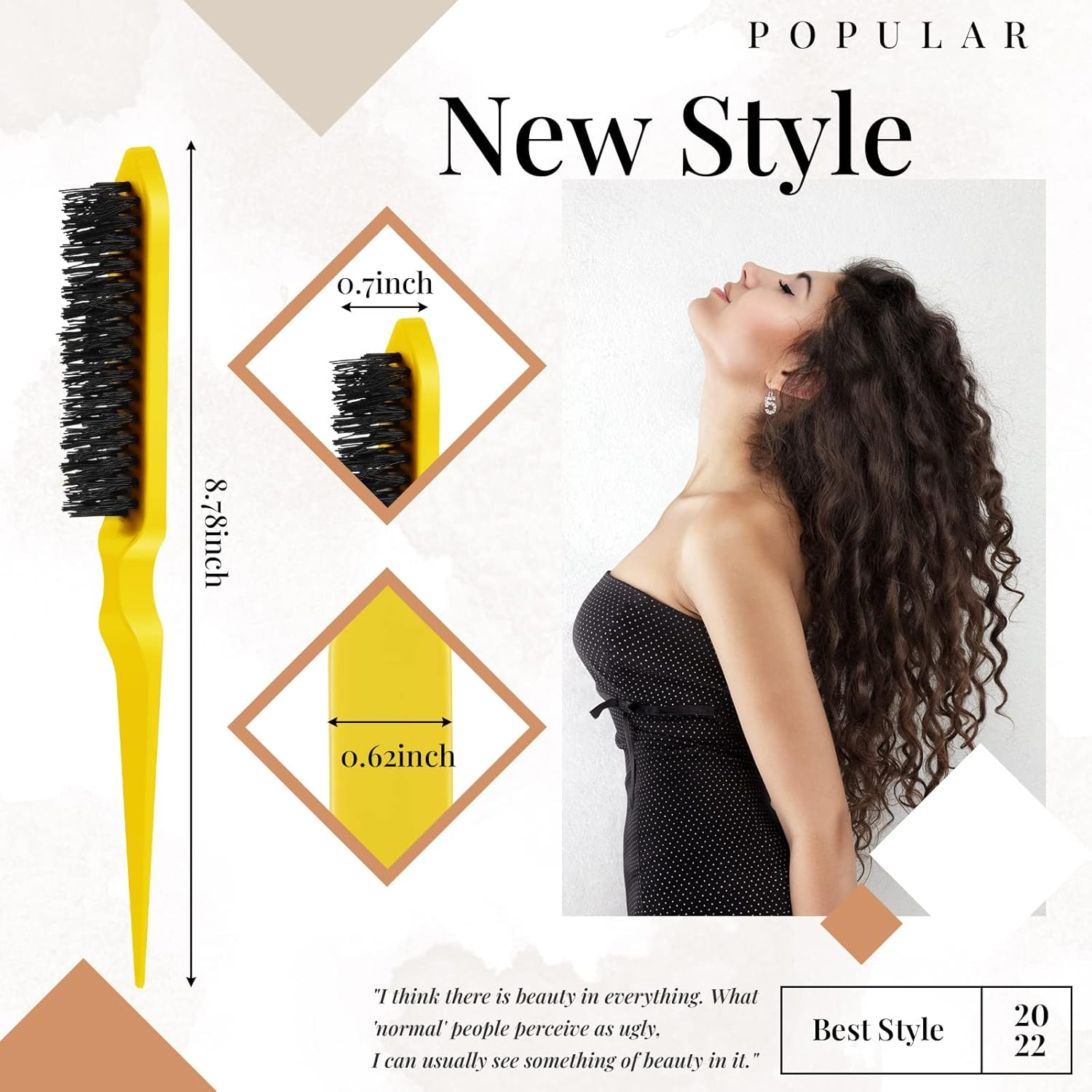 Edges Brush, Pack of 3 Sleek Bun Brush for Sleek Braid, Witbicg Teasing Brush Hair Brush Bristle Comb Baby Hair Brush Touping Brush Baby Hair Suitable for Hairdresser Lady Baby Child (Yellow) - Pink image number 3