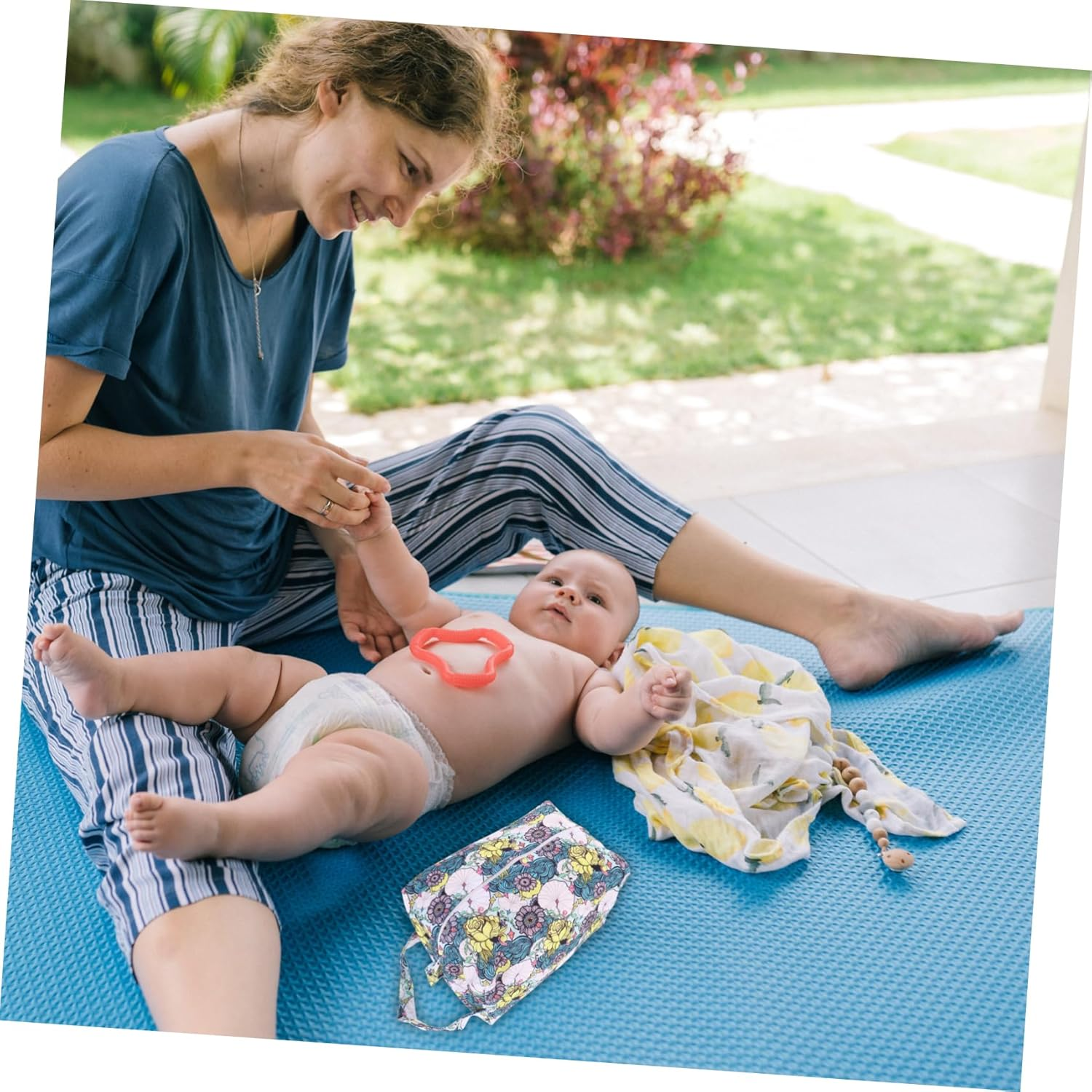 Ibasenice Boy Girl Items Holding Bag Diapers Storage Bag Multi-Functional Nappy Organizer image number 4