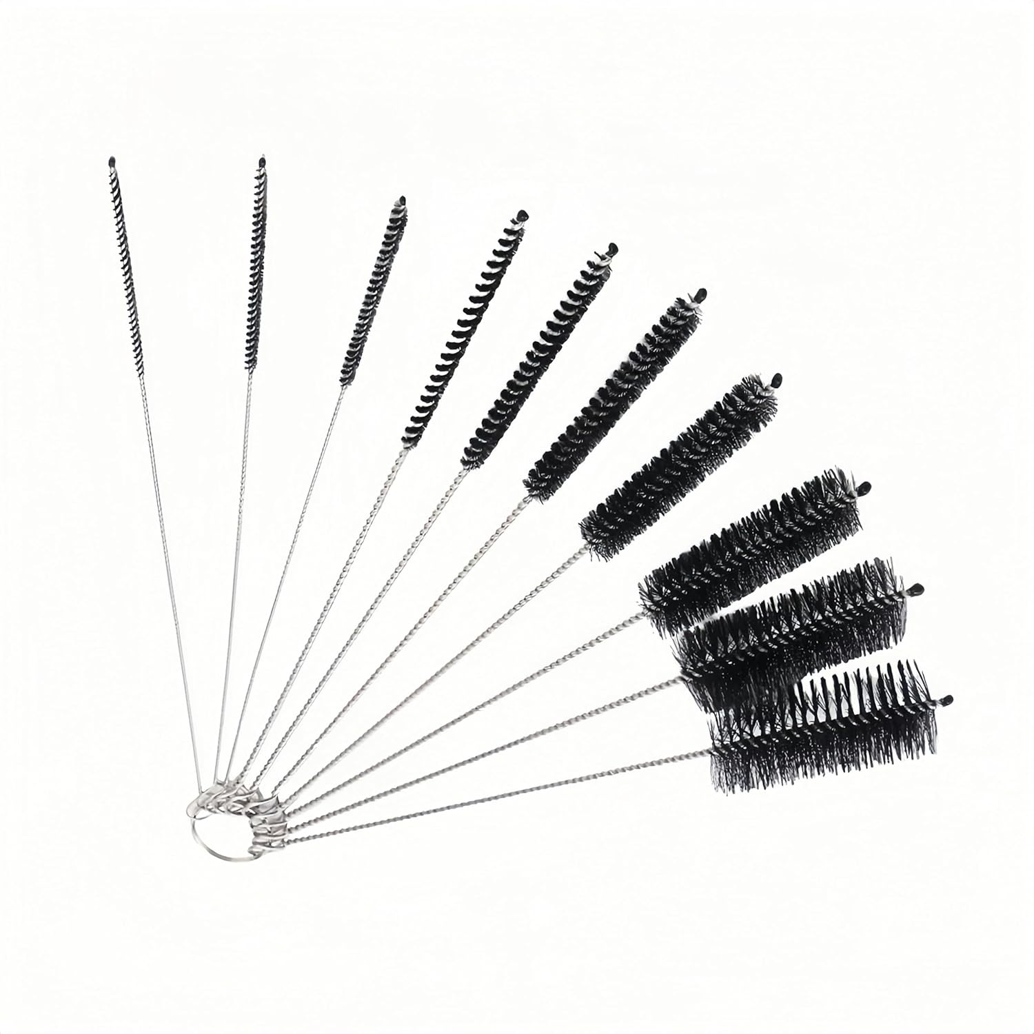 Cleaning Brushes 10 Variable Sizes, Reusable Straw & Bottle Brushes, Small Pipe Cleaner, Black
