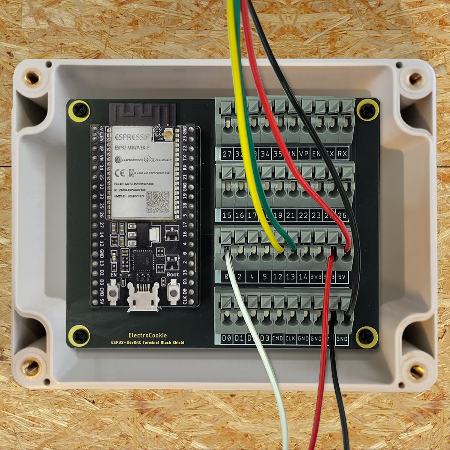 Electrocookie ESP32 Terminal Block Shield Kit, Compatible for Esp32-Devkitc, Push-In Simple Spring Connector Expansion PCB Module image number 5