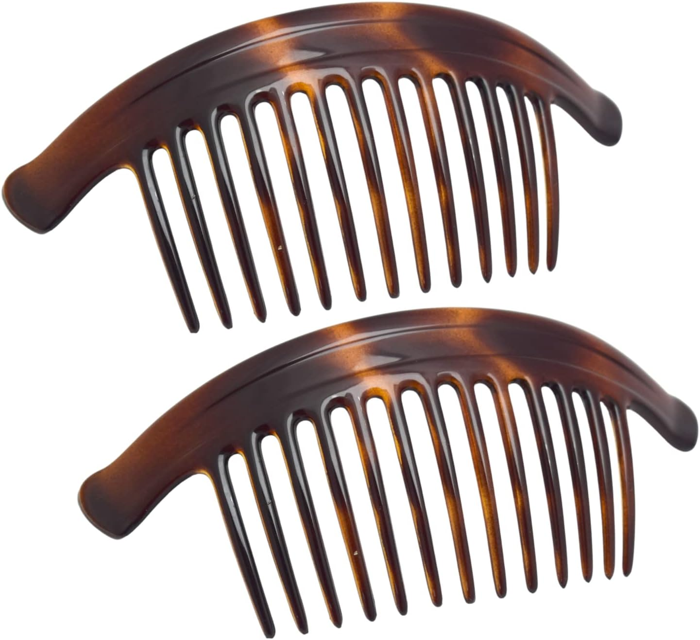 Parcelona France Arch Extra Large Tortoise Brown Shell 13 Teeth Interlocking Side Hair Comb Pair