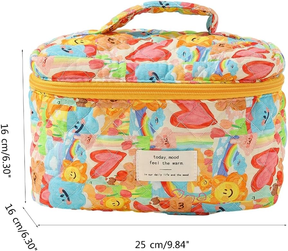 DDPOND Makeup Bag Quilted Toiletry Bags Cosmetic Bag for Travel Makeup Organizer Bag