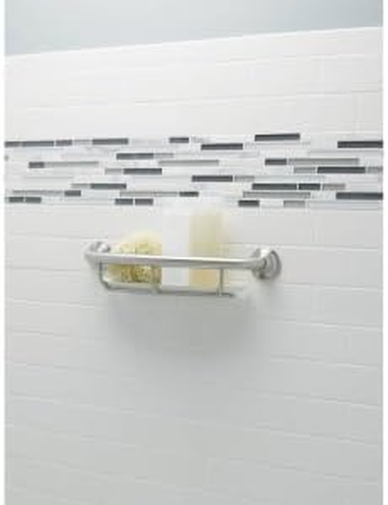 Moen Chrome Bathroom Safety 16-Inch Screw-In Curved Shower Grab Bar with Built-In Shelf for Storage, LR2356DCH image number 2