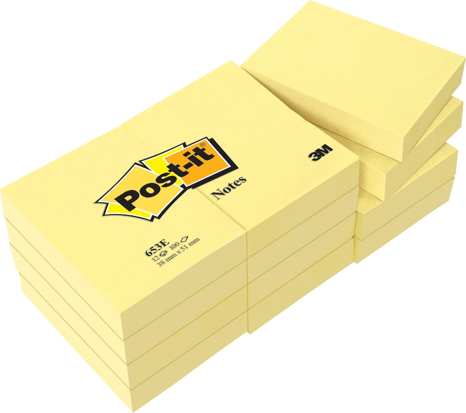 Post-It Notes Canary Yellow, Pack of 12 Pads,100 Sheets per Pad, 38 Mm X 51 Mm, Canary Yellow - Self-Stick Notes for Note Taking, to Do Lists & Reminders image number 1