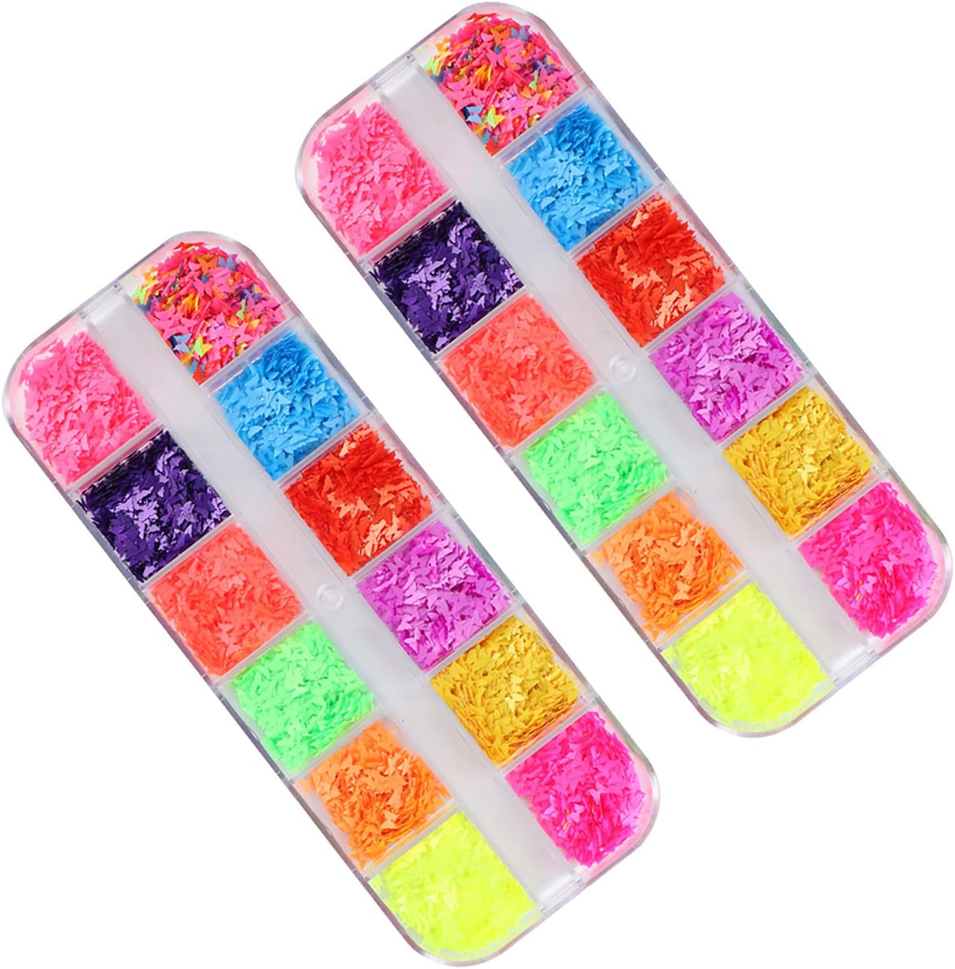 2 Boxes Nail Art Sequins Jewelry Fluorescent Sequins Iridescent Butterfly Sequins image number 5
