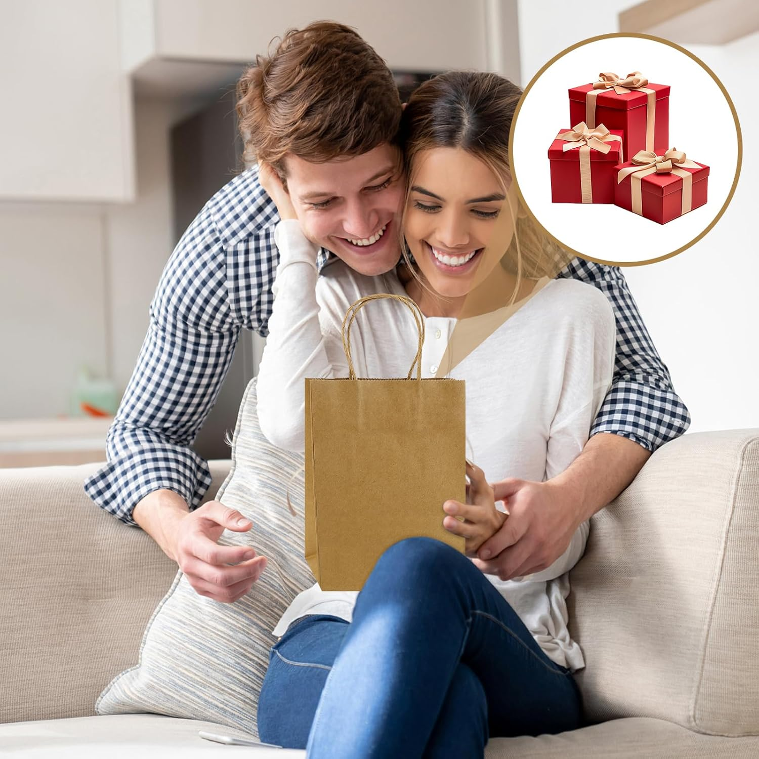 CORORIO 30 Pack Brown Kraft Paper Gift Bags with Handles,21X11X27 CM Small Bags Kraft Paper Bags for Thank You'S Day Shopping Birthday Grocery Retail Business Party image number 1