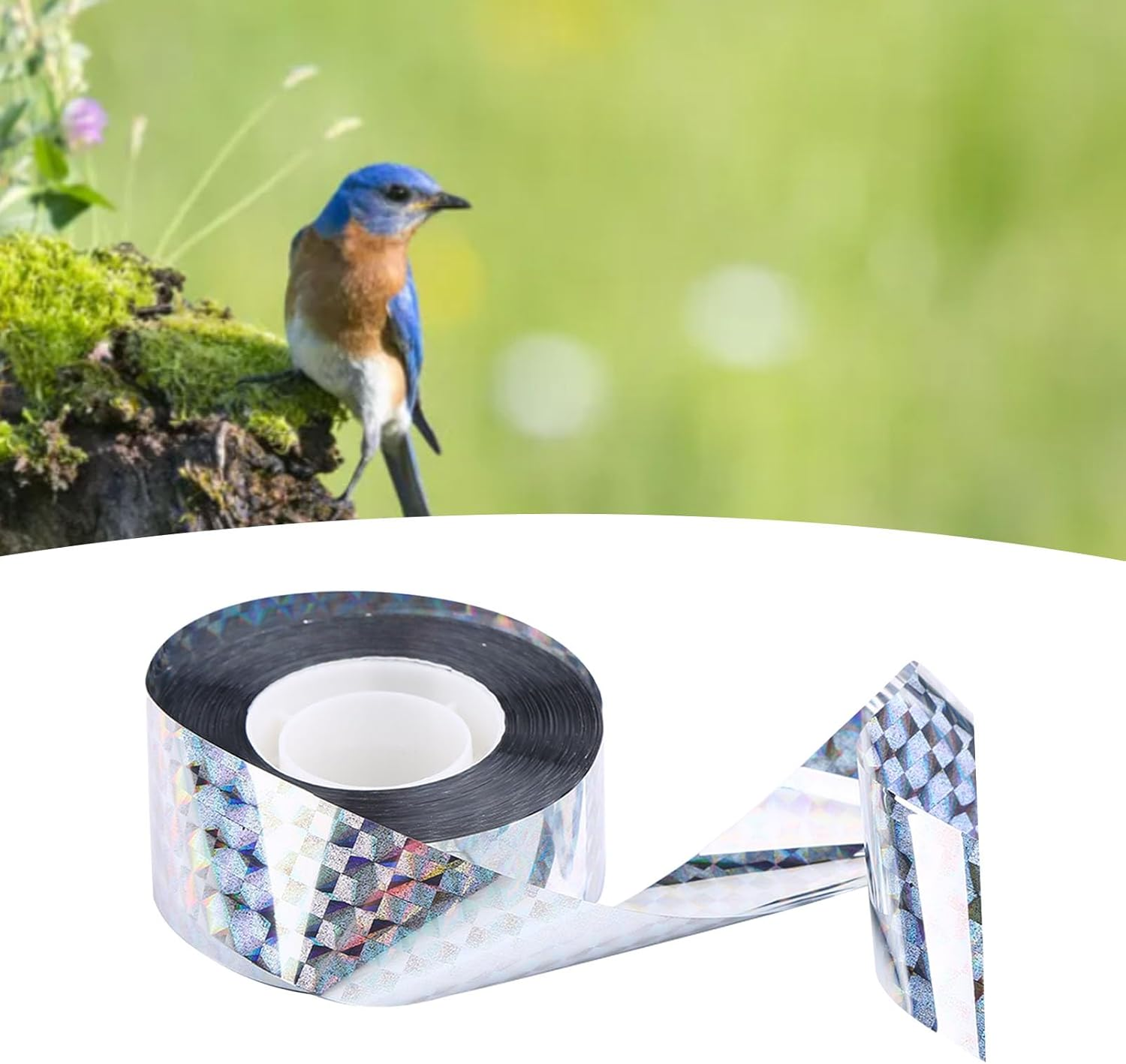 Bird Deterrent Tape Audible Visual Flash Reflective Pigeon Woodpeckers Holographic Bird Scare Ribbon Ribbon 90M image number 3