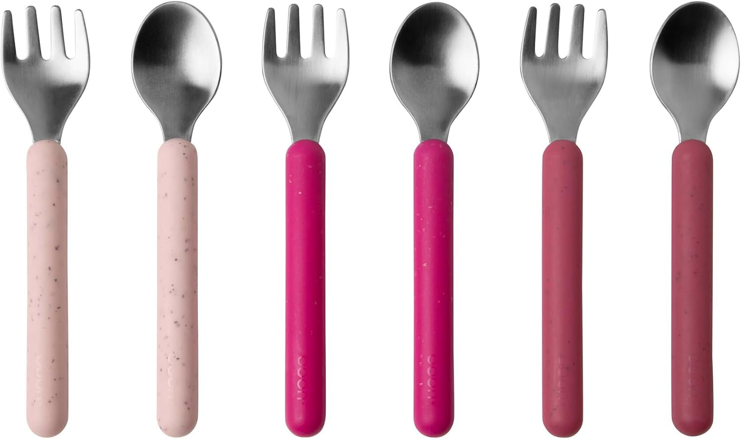 Boon Chow Toddler Stainless Steel Utensils Spoon and Fork 6-Piece Set, Pink image number 5
