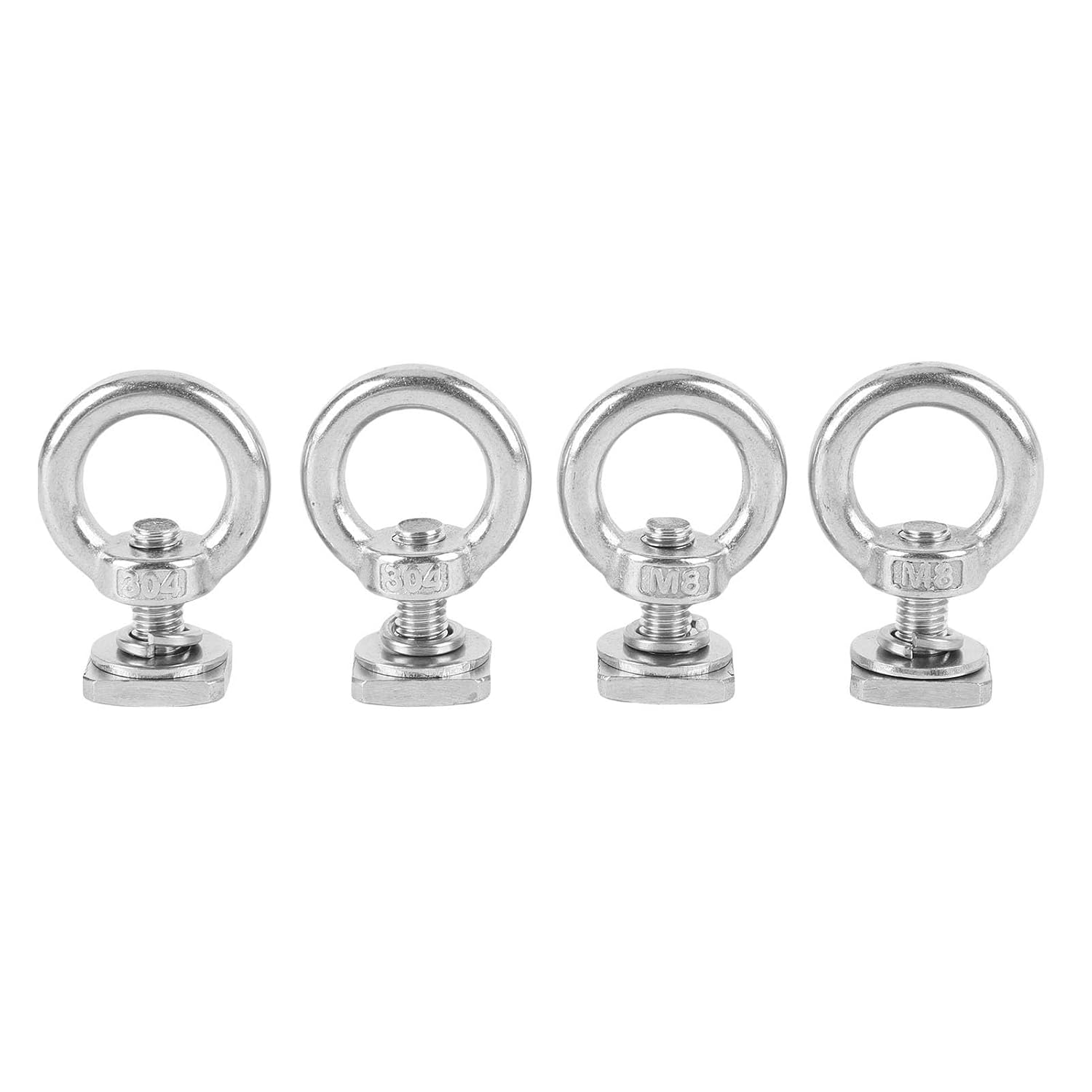 Jiawu M8 Stainless Steel T-Bolt Eye Nut Tie down Rings, 4 Pack, Black