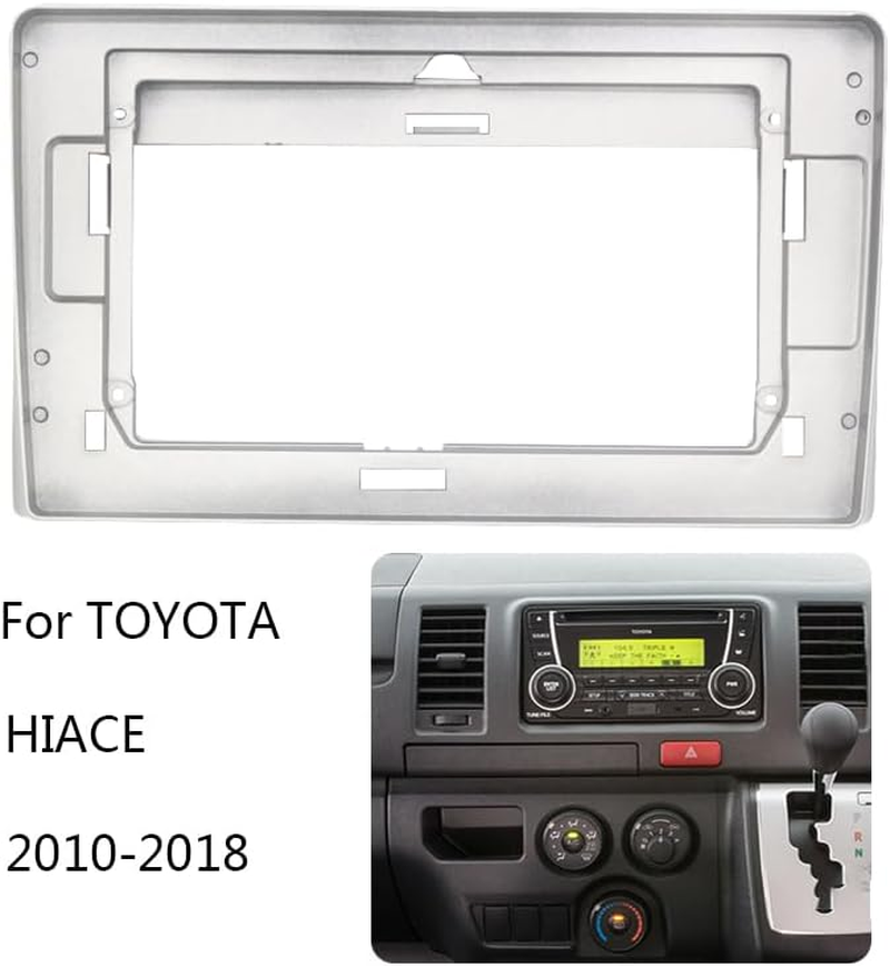 Yuyue Electronic Car Fascia Replacement Compatible with Toyota Hiace 2010-2018 Video Panel Player 10.1 Inch 2 Din Frame Dashboard Mount Kit image number 4