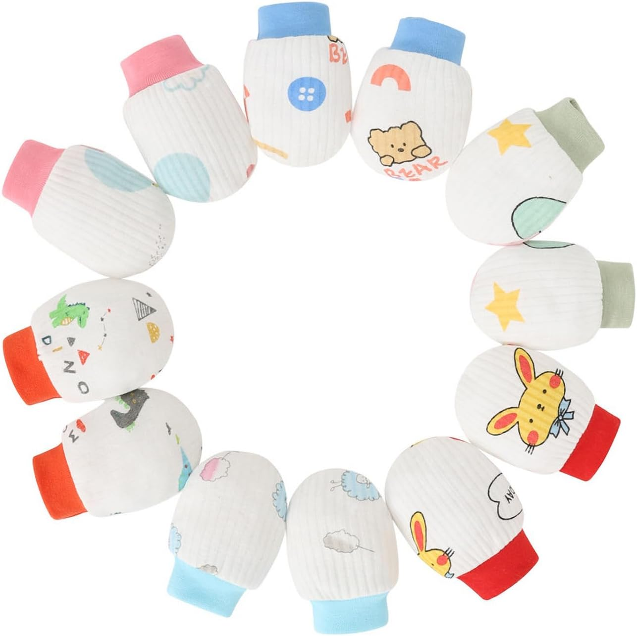 3Set Baby Cotton Hat Mittens Socks, Newborn Essentials Soft Anti-Scratch Mittens, Infant Caps for Boys Girls, 0-3M Beanie Gifts image number 4