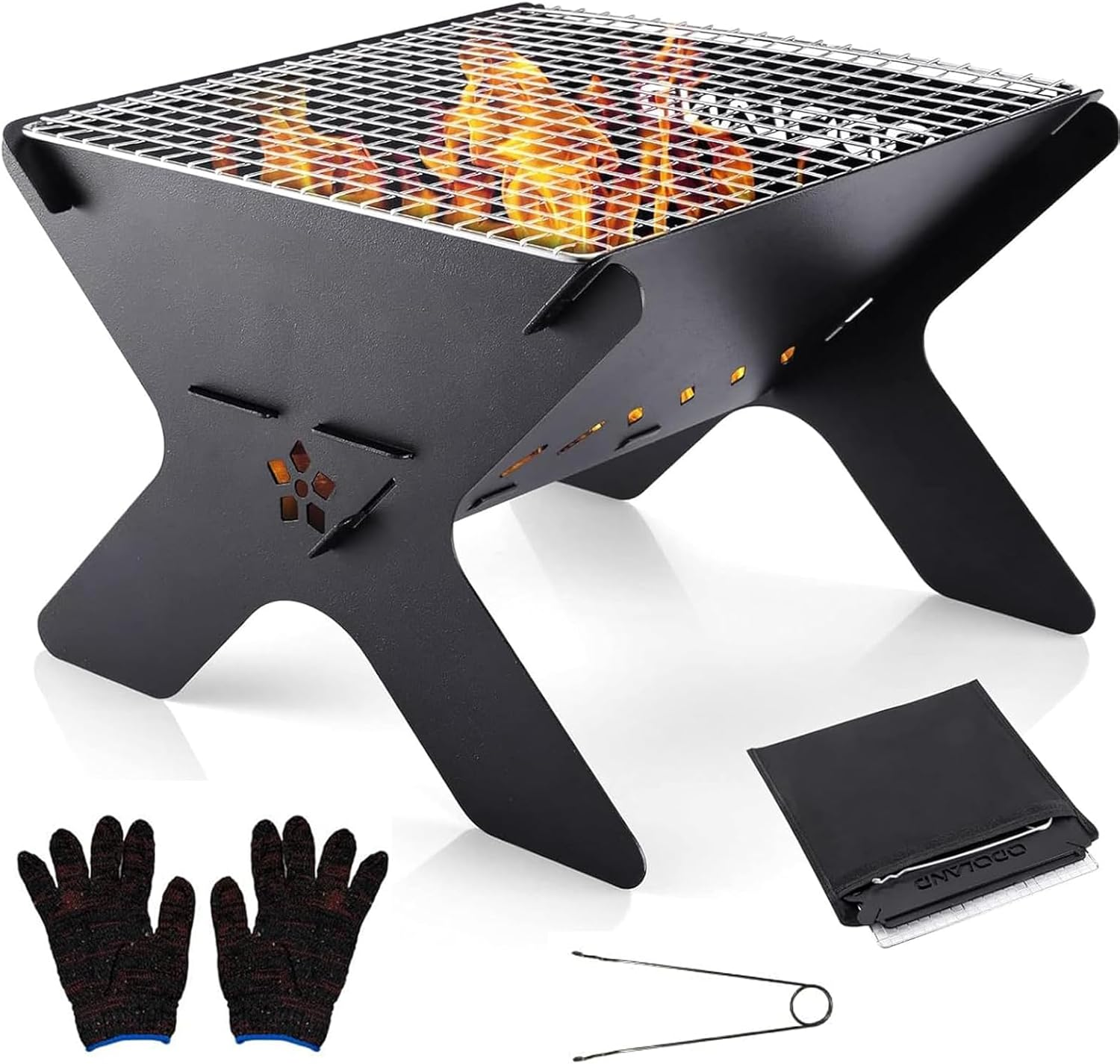 Folding Coal Grill - Compact Outdoor Fire Pit BBQ with Carry Case, Ideal for Camp Cooking, Backyard, Bonfires & Patio image number 5