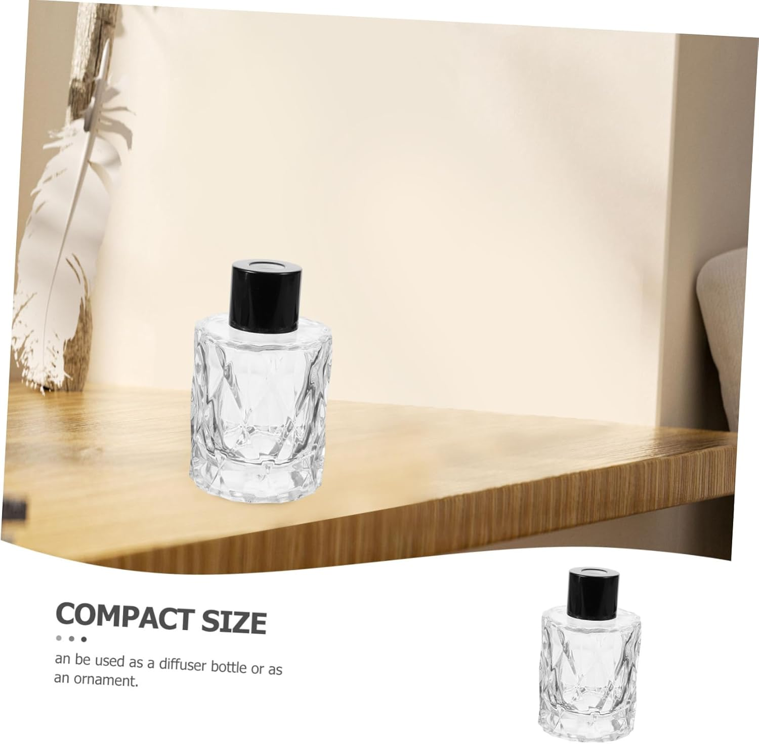Ciieeo 4 Pcs Refillable Glass Fragrance Diffuser Bottles 50Ml Diamond Shape Desktop Perfume Containers for Home Office Aromatherapy Decor image number 6