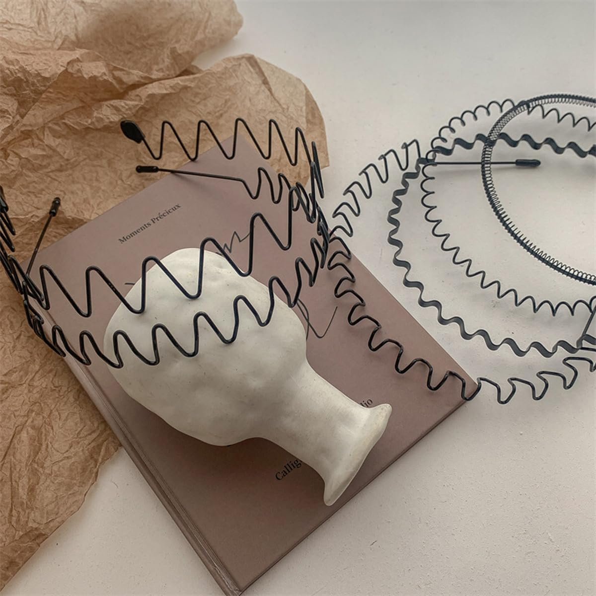 Laroal 6 Pack Headbands for Men Women Black Hair Band Spring Wave Makeup Sports Suitable for Washing Face Hairdressing image number 3