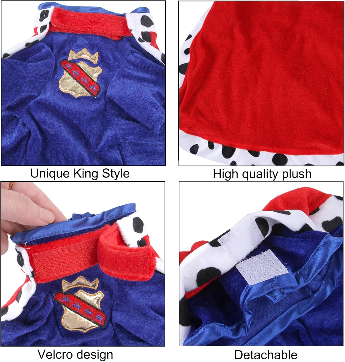 Dog King Costume - Halloween Prince Dog Costume, Pet King Cloak Costumes Includes Ruby Crown Hat & Cape for Small Medium Dogs Pets, Puppy Royal Cosplay Outfit for Halloween Christmas Party, X-Large image number 2