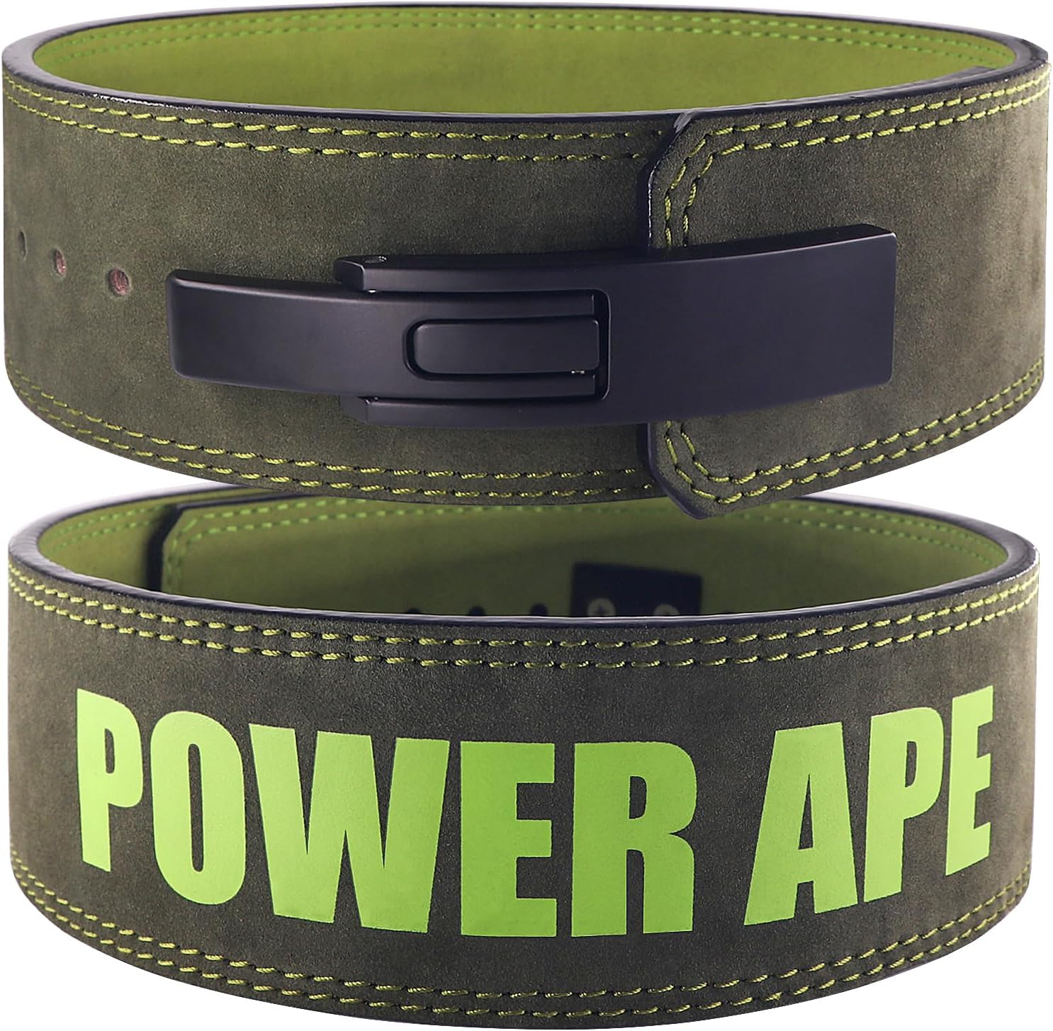 Leather Weight Lifting Belt with Lever Buckle Gym Fitness Training Double Strength Bodybuilding Workout Belt Men and Women Support Powerlifting Equipment