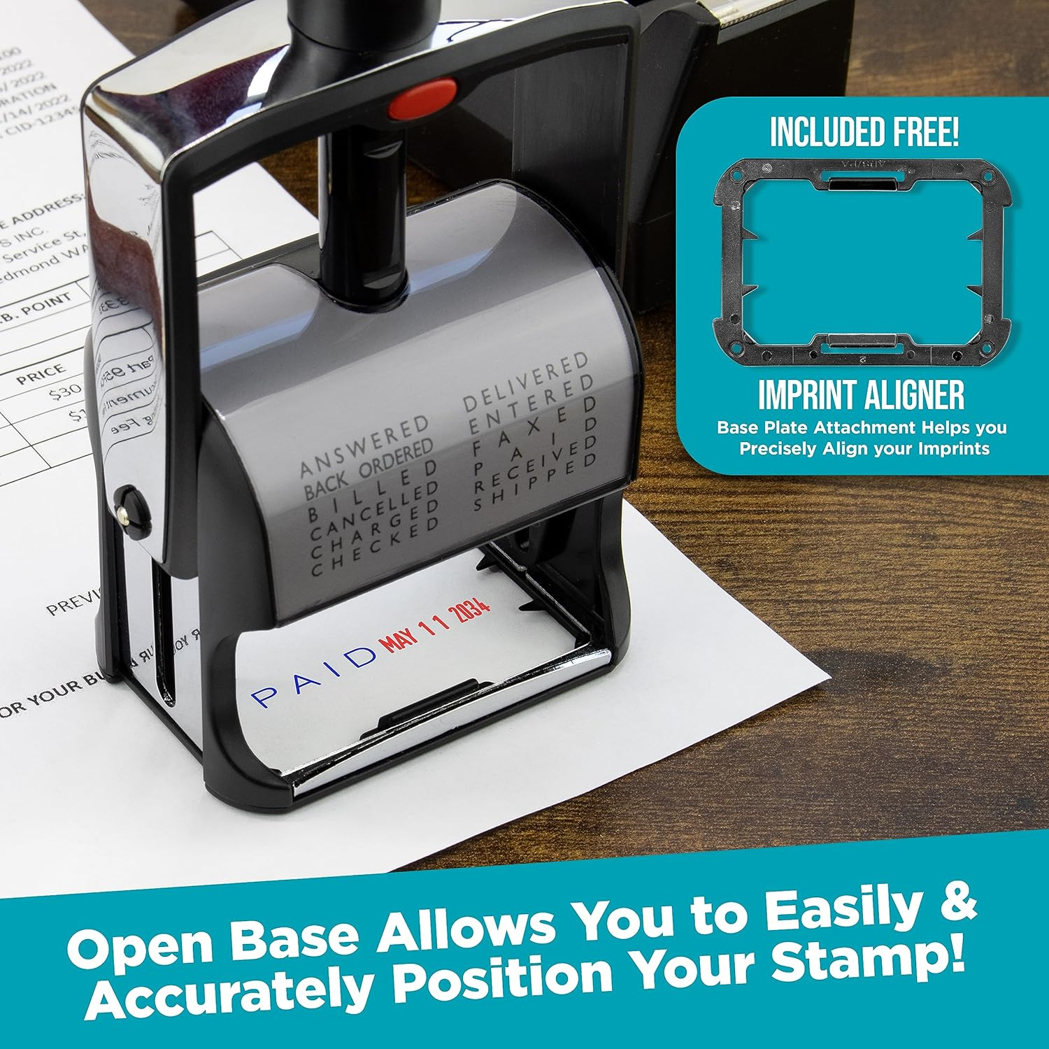 2000 plus 2020 Heavy Duty Date Stamp, Large Date Size - Exclusive 12-Year Band Red - Black image number 7