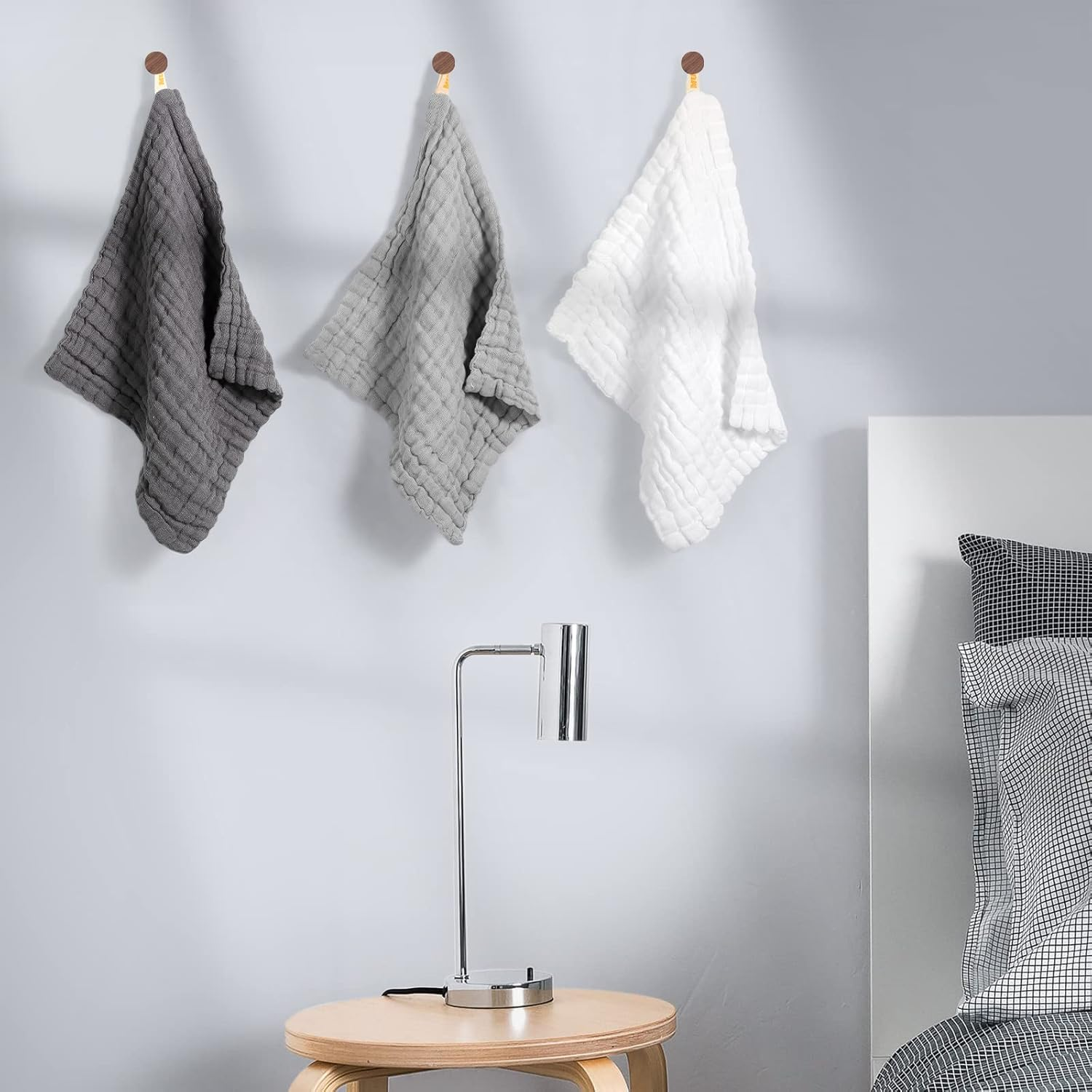 MUKIN Baby Washcloths - Soft Face Cloths for Newborn, Absorbent Bath Face Towels, Baby Wipes, Burp Cloths or Face Towels, Baby Registry as Shower. Pack of 6-12X12 Inches (Grey) image number 2