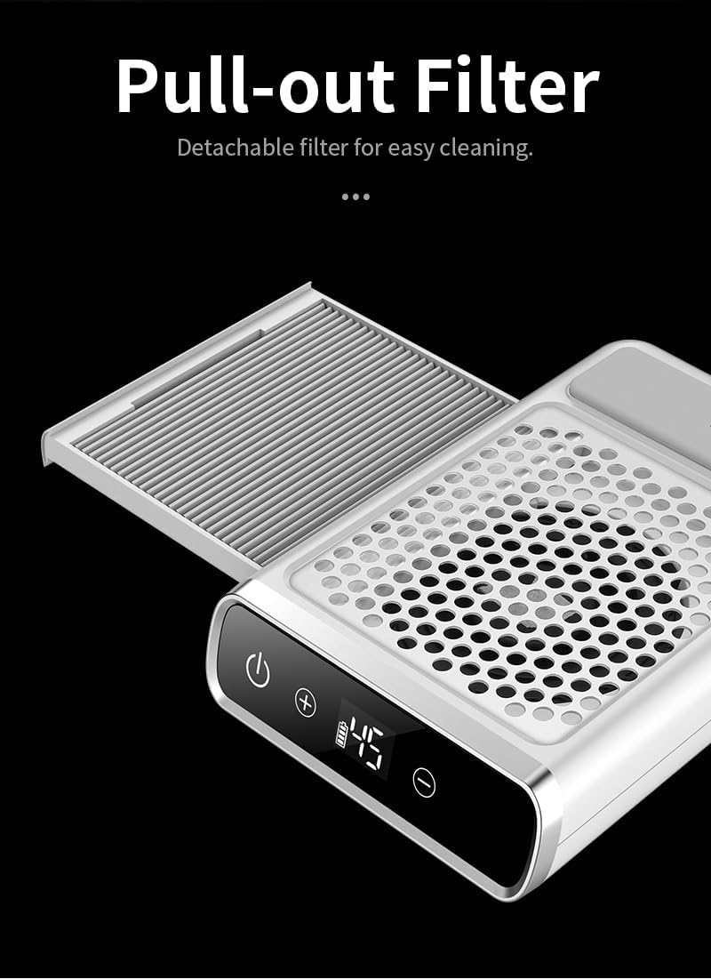 Nail Dust Collector, 80W Rechargeable Nail Extractor, Vacuum Portable Acrylic Nail Dust Cleaner, Fan Speed 4500 RPM, Perfect for Home Salon Use, Low Noise image number 6