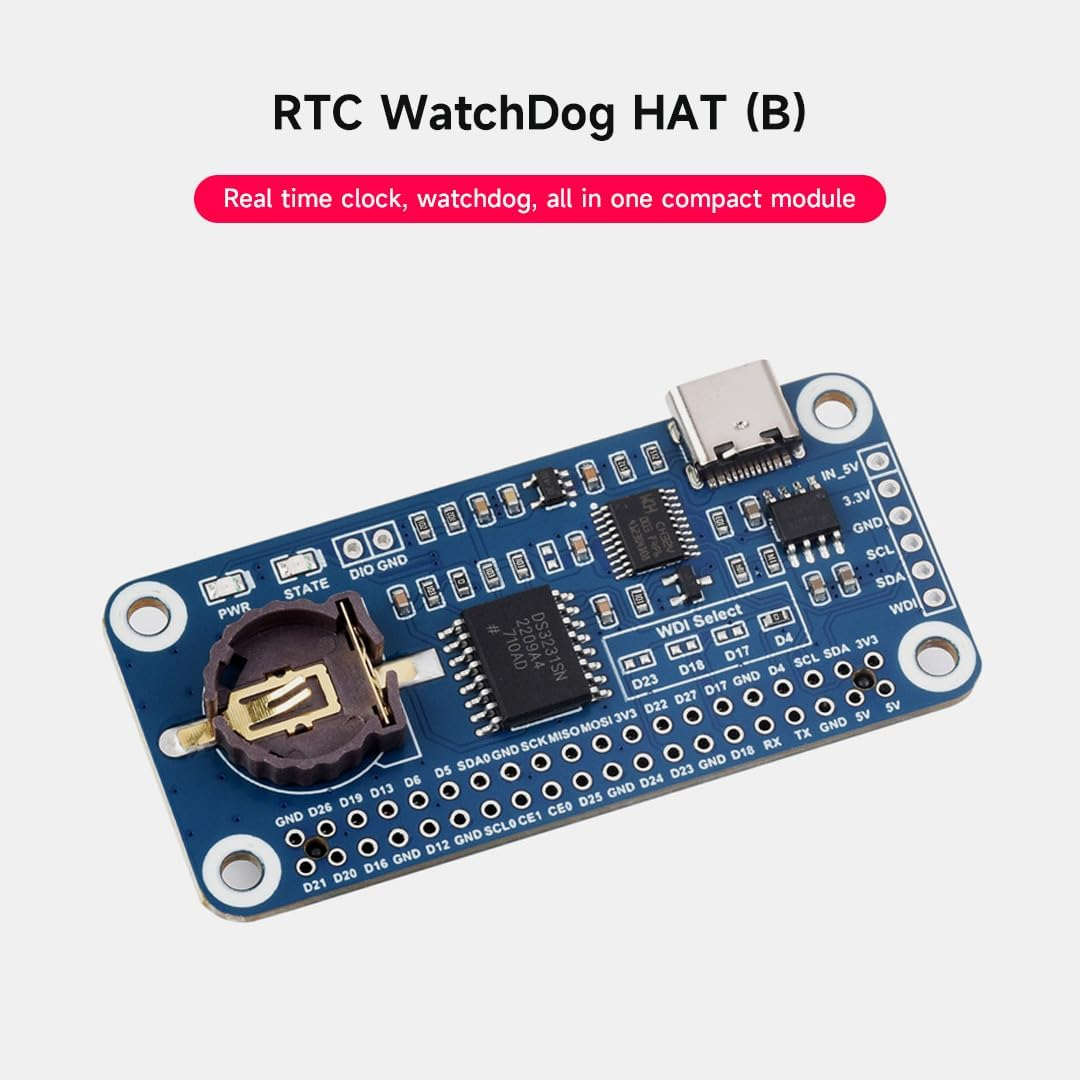 Waveshare RTC Watchdog HAT (B) for Raspberry Pi, Onboard DS3231SN High Precision RTC Chip image number 5