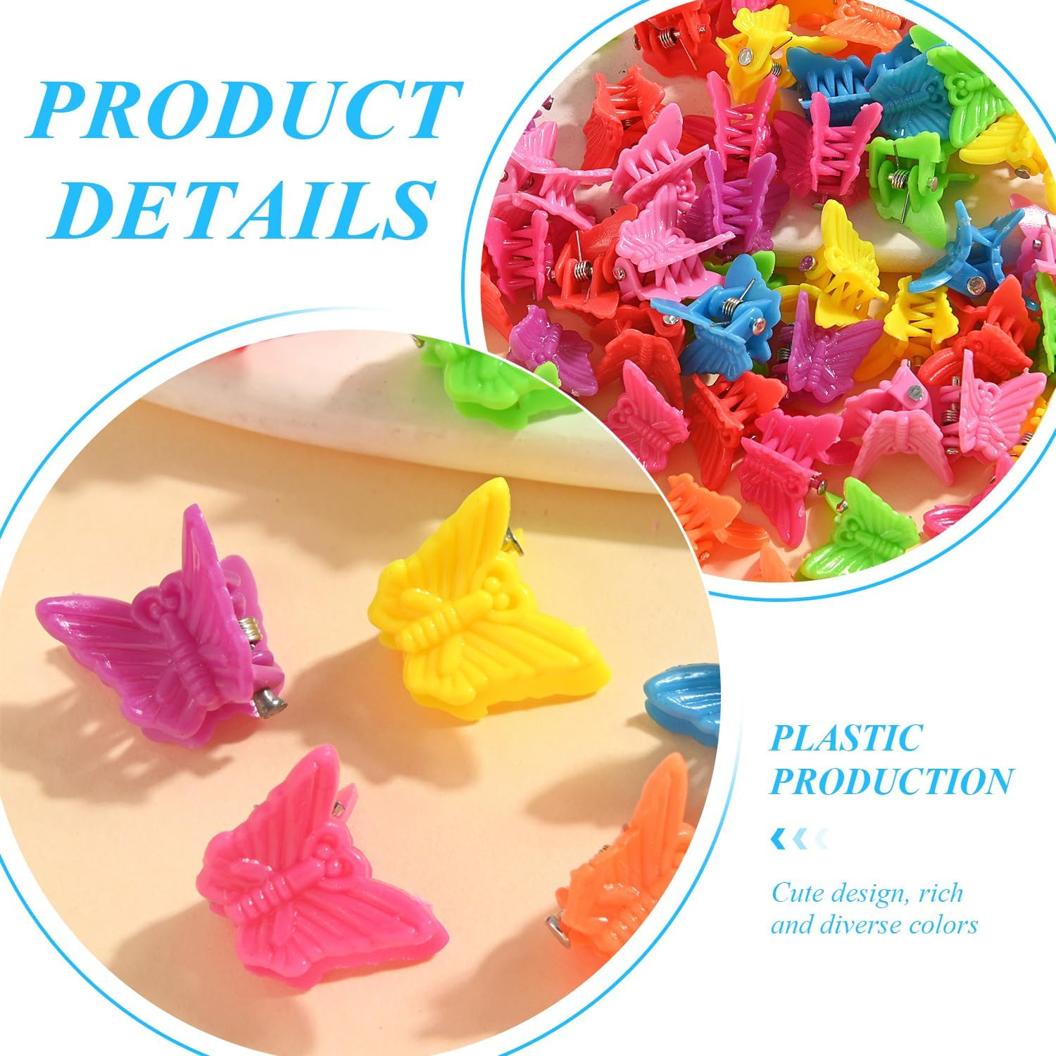 Pack of 50 Mini Butterfly Hair Clips and 100 Pieces Rubber Bands, Cute Hair Clips, Children'S Hair Accessories, Hair Accessories image number 4