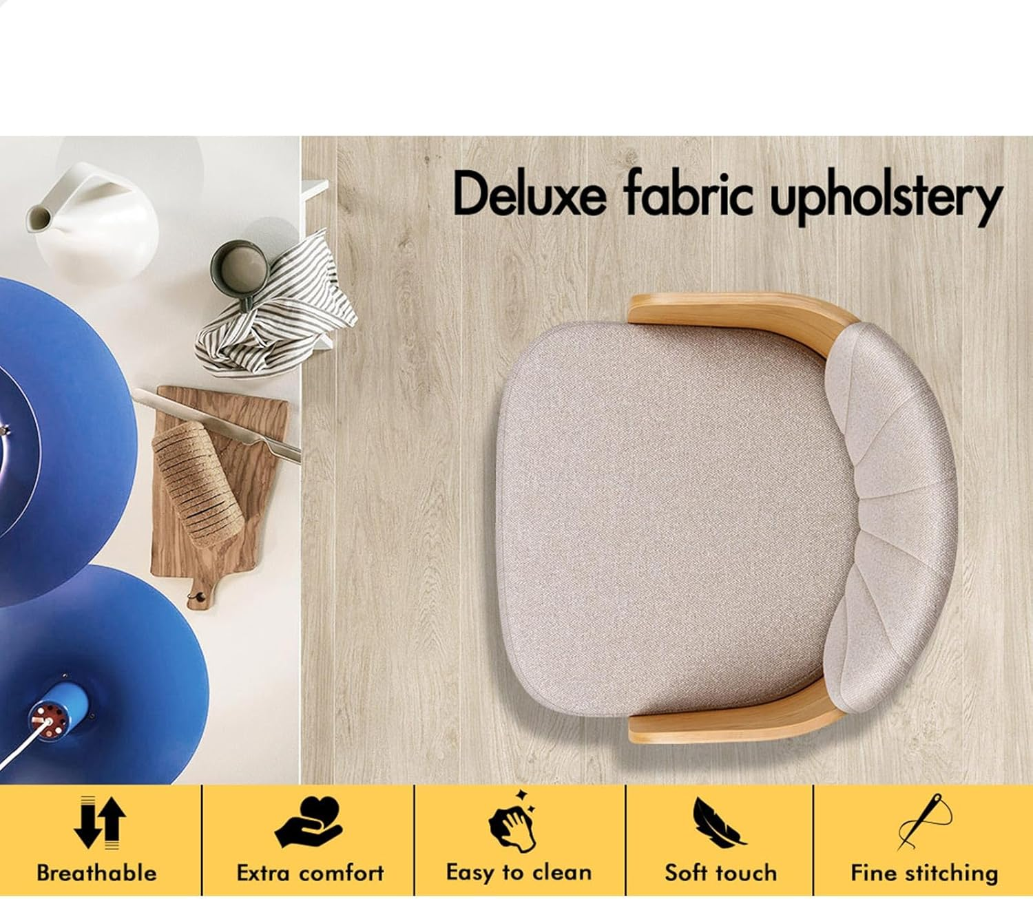 ALFORDSON 2X Bar Stools, Adjustable Kitchen Stools in 66Cm Seat Height, Swivel Fabric Home Bar Counter Barstools with Chrome Steel Footrest, Dining Chair with Anti-Slip Floor Protector, Alice Grey image number 1