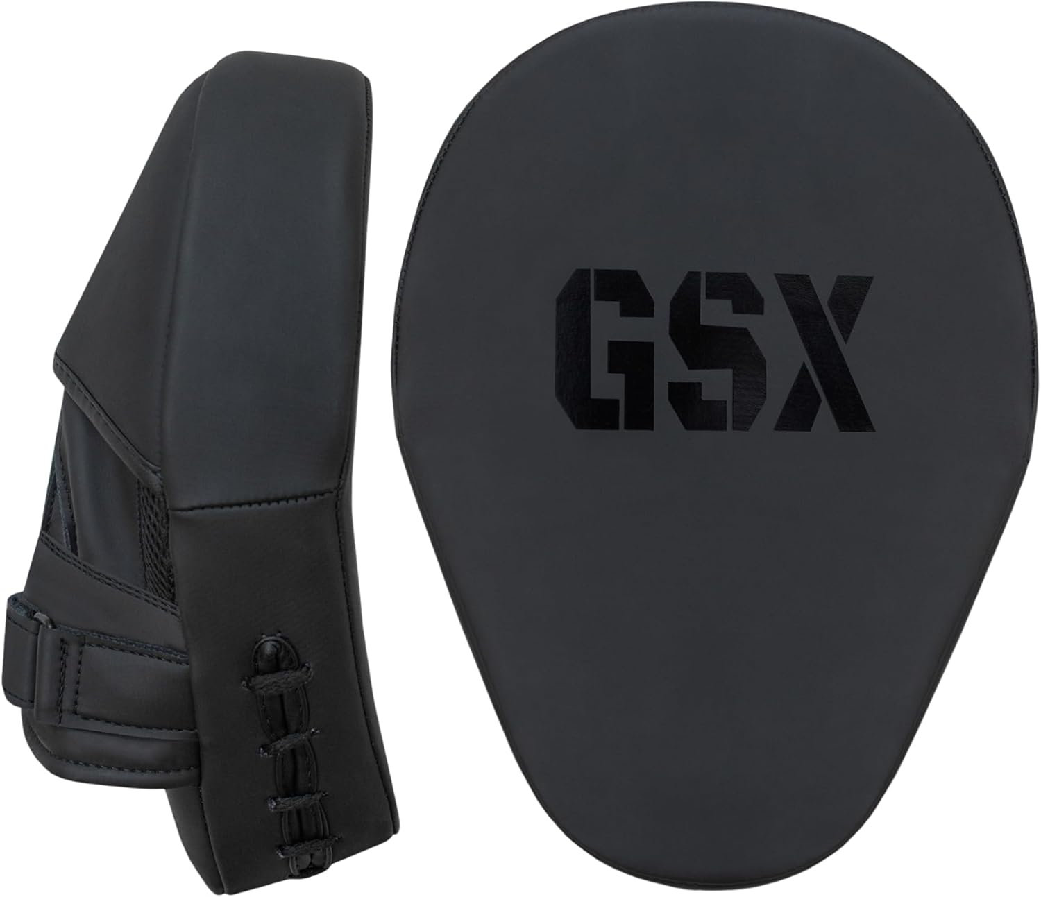 GSX Boxing Focus Mitts &ndash; Curved Punching Pads for Men, Women & Kids Matte Black Faux Leather MMA Kickboxing Muay Thai Martial Arts Training Strike Shield Hook Jab Target Pads for Sparring, Fitness image number 2