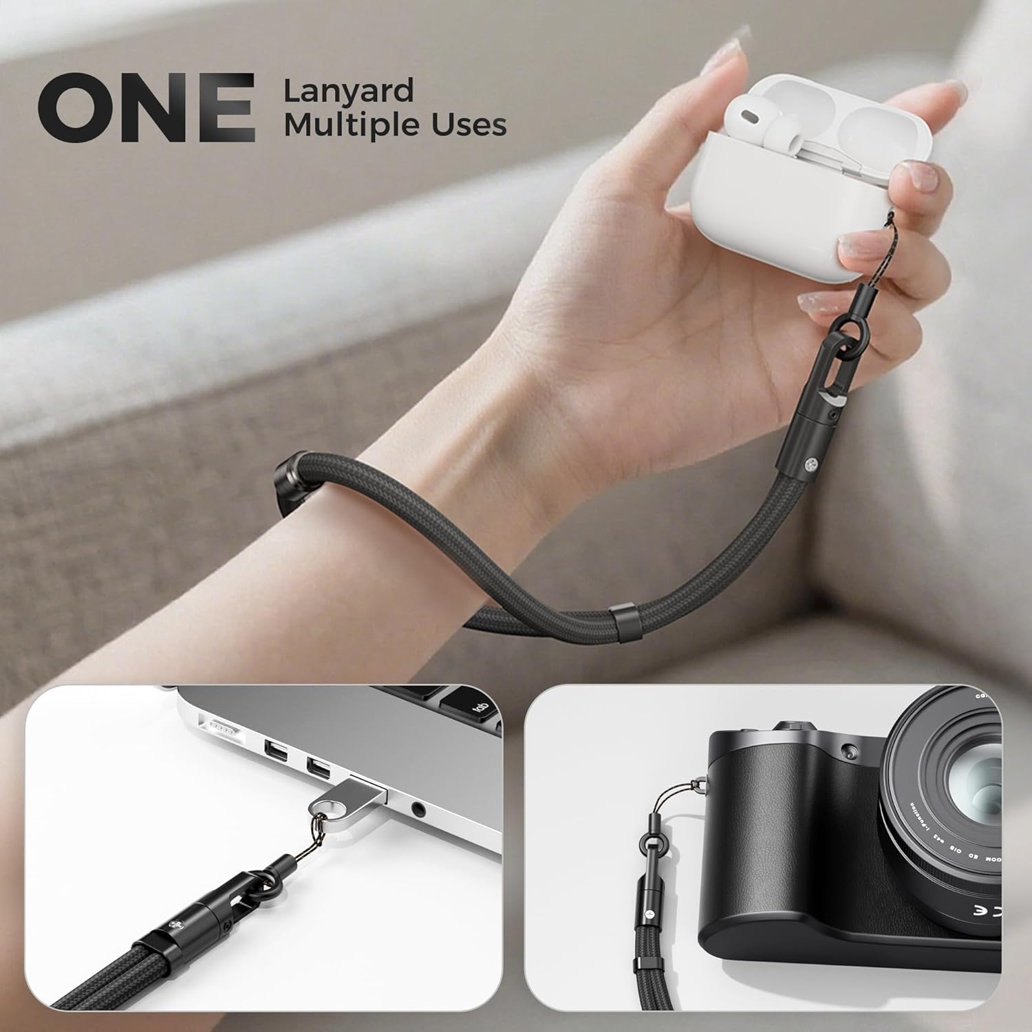 SURDOCA 3-In-1 Phone Lanyard for Crossbody, Neck & Wrist, Adjustable anti Theft Phone Strap with Tether Tab & Loop Strap