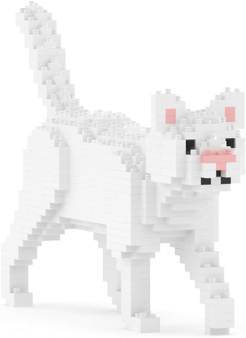 JEKCA White Cat Mini 01S | Plastic Building Blocks | Age 14+ - Black And White Cat image number 2