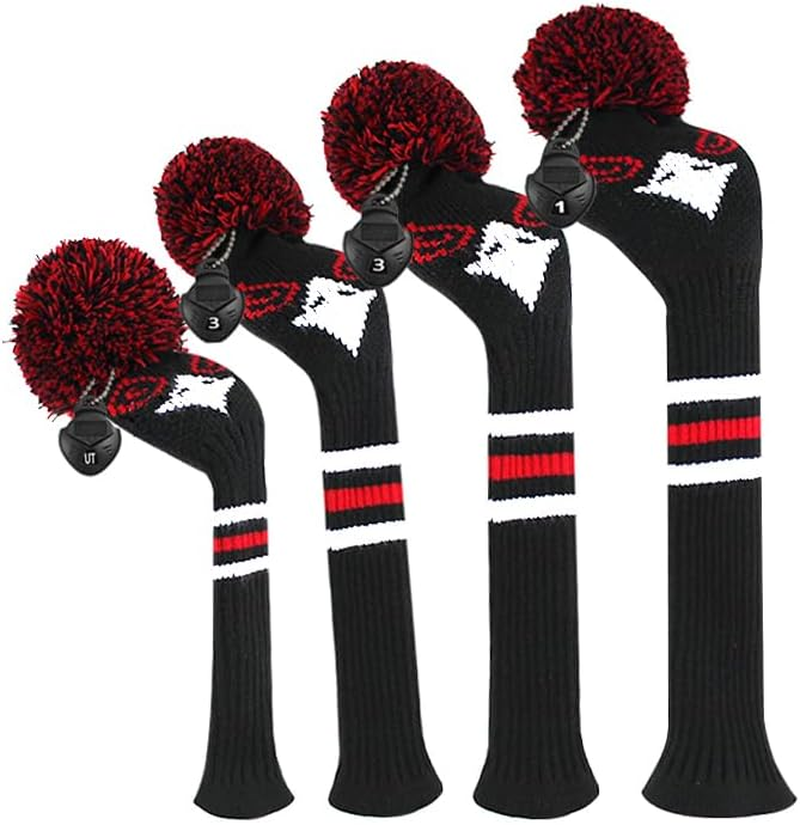 Scott Edward Knit Golf Club Cover for Woods and Driver Set of 5 Head Covers Protect Driver Wood(460Cc) 1 Fairway Wood2 and Hybrid/Ut2 with Rotating Club Number Tags