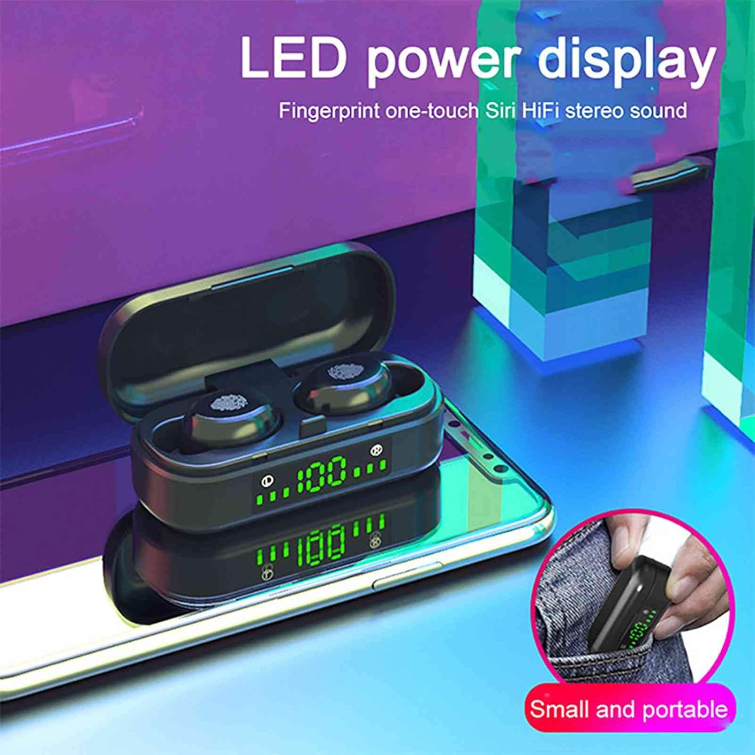 Bluetooth 5.0 Wireless V8 TWS Sport Headphones image number 2