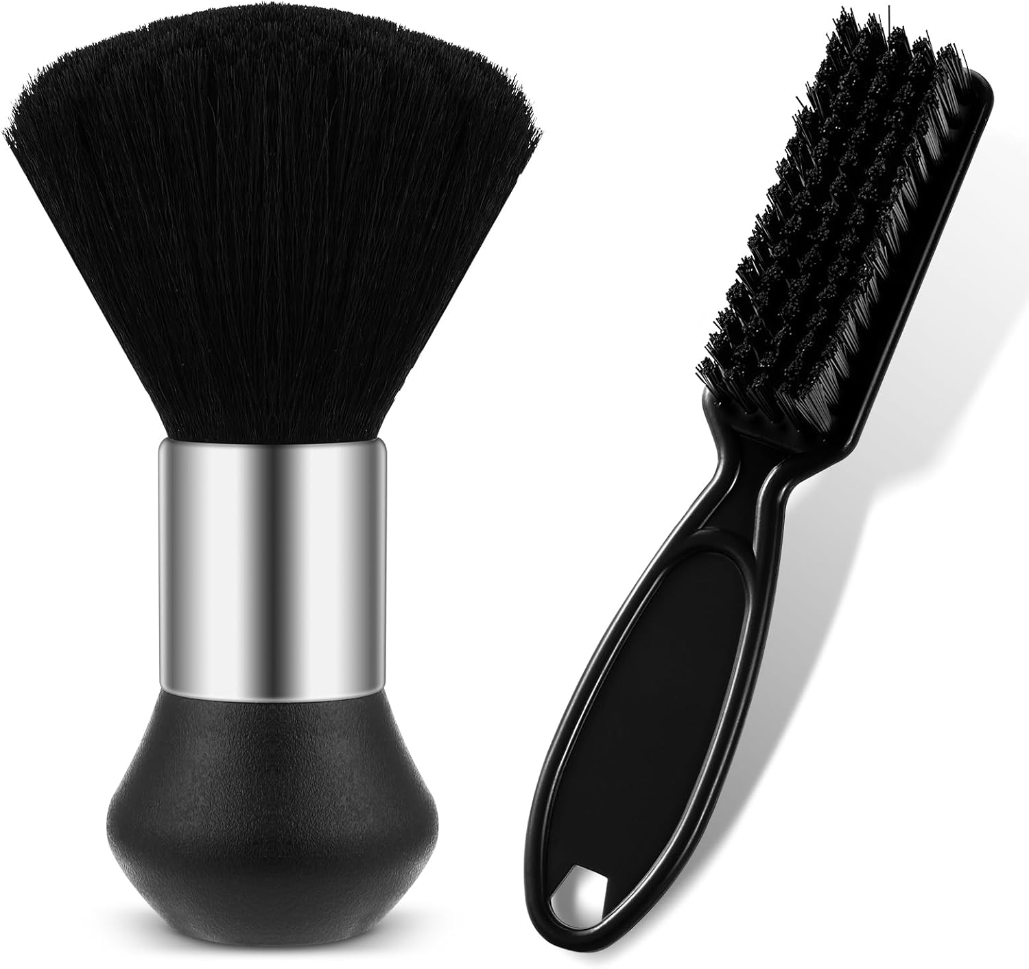 Barber Neck Duster Brush Set - Soft Barber Neck Duster with Barber Trimmer Cleaning Brush, Professional Barber Dusting Hairbrush for Brushing off Hair around Neckline and Ears image number 1