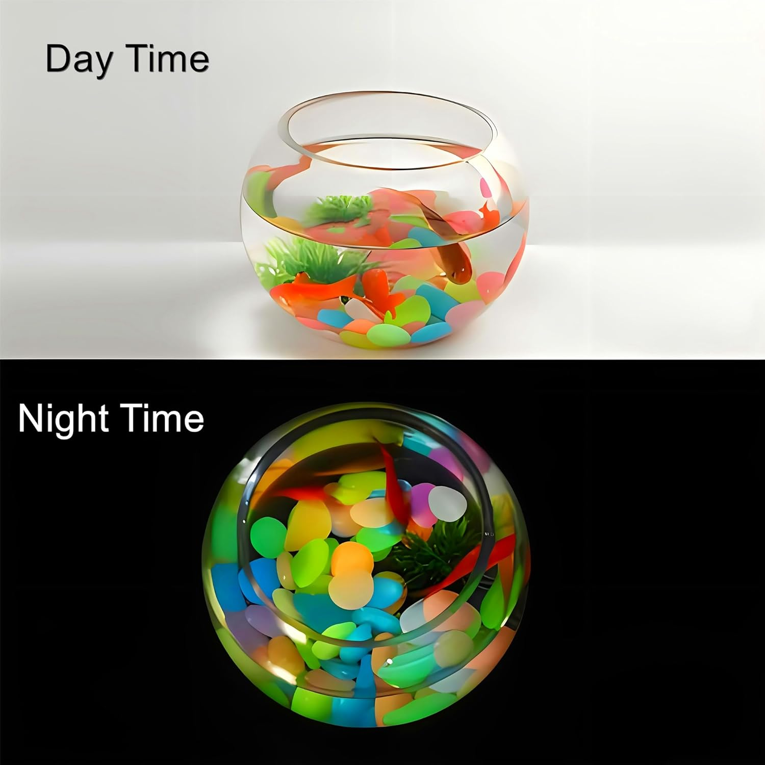 Big Rainbow Multicolor Glow in the Dark Rocks, Colored Pebbles, Aquarium Gravel, Fish Tank Gravel, Live Plants for Fish Tank, Glow Rocks for Garden Plant Pots Bonsai Walkway Driveway150 Pcs image number 4