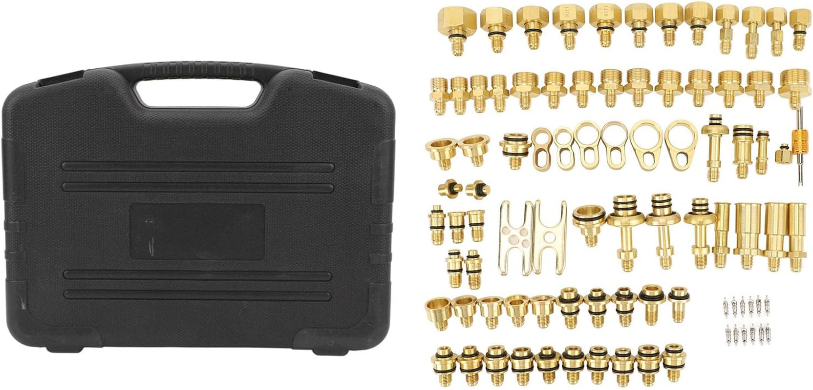 77Pcs Automotive Air Conditioning Test Kit, Brass AC Detection Tools Repair Kit for Car Truck Auto AC Compressor image number 3