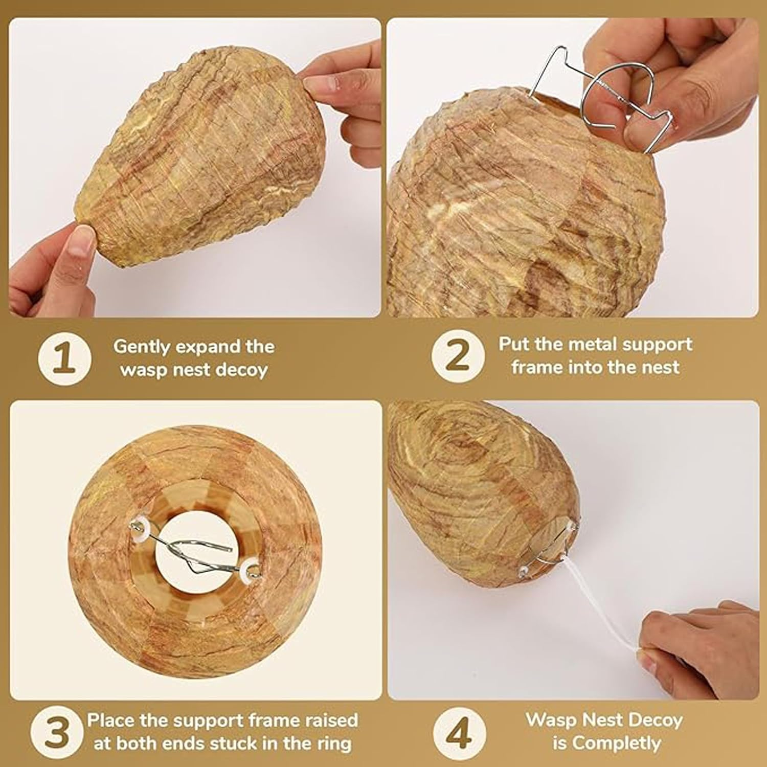 2 Pcs Wasp Nest Decoy,Outdoor Decoration Simulation Wasp Nest Decoration Pendant,Hanging Fake Wasp Nest Hornet Repellent Trap,Deterrence Wasps Stay Away from Wasps Decor for Home and Garden image number 6