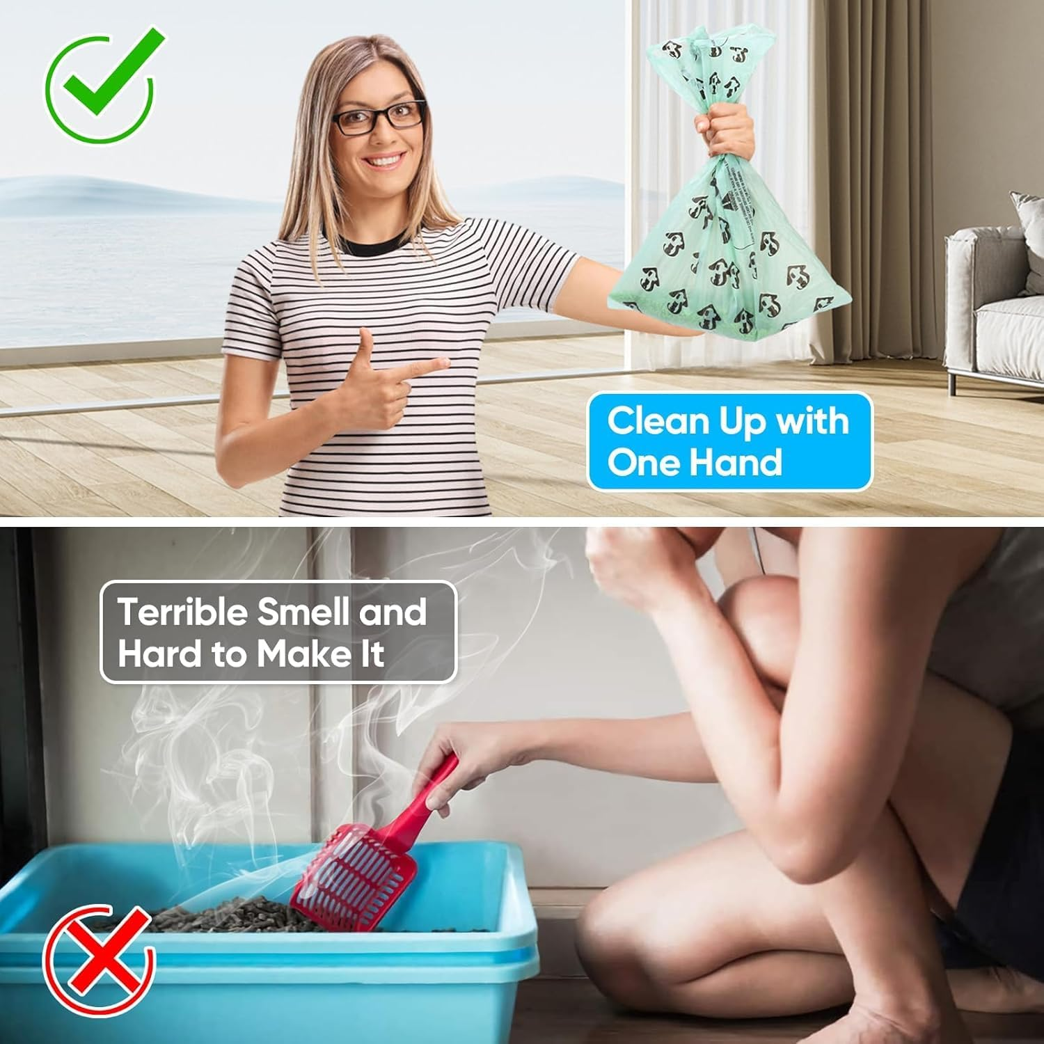 Cat Litter Scooper with Holder, Upgraded Cat Litter Shovel with Bags, Cat Scooper with Extra 135 Count Litter Waste Bags, Large Capacity Portable Litter Shovel image number 3