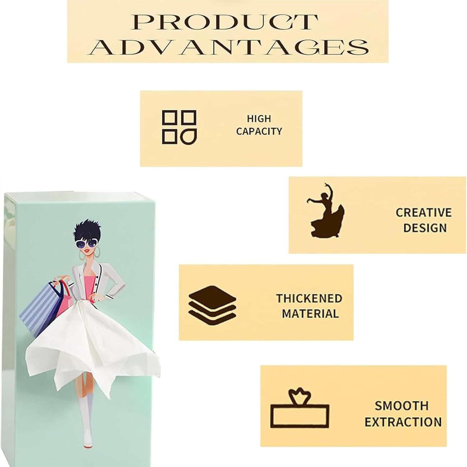 Flying Skirt Tissue Box, Creative Tissue Boxes Holder, Lady Skirt Tissue Box Cover, Creative Tissue Boxes for House Bathroom Living Room Bedroom & Office - D image number 4