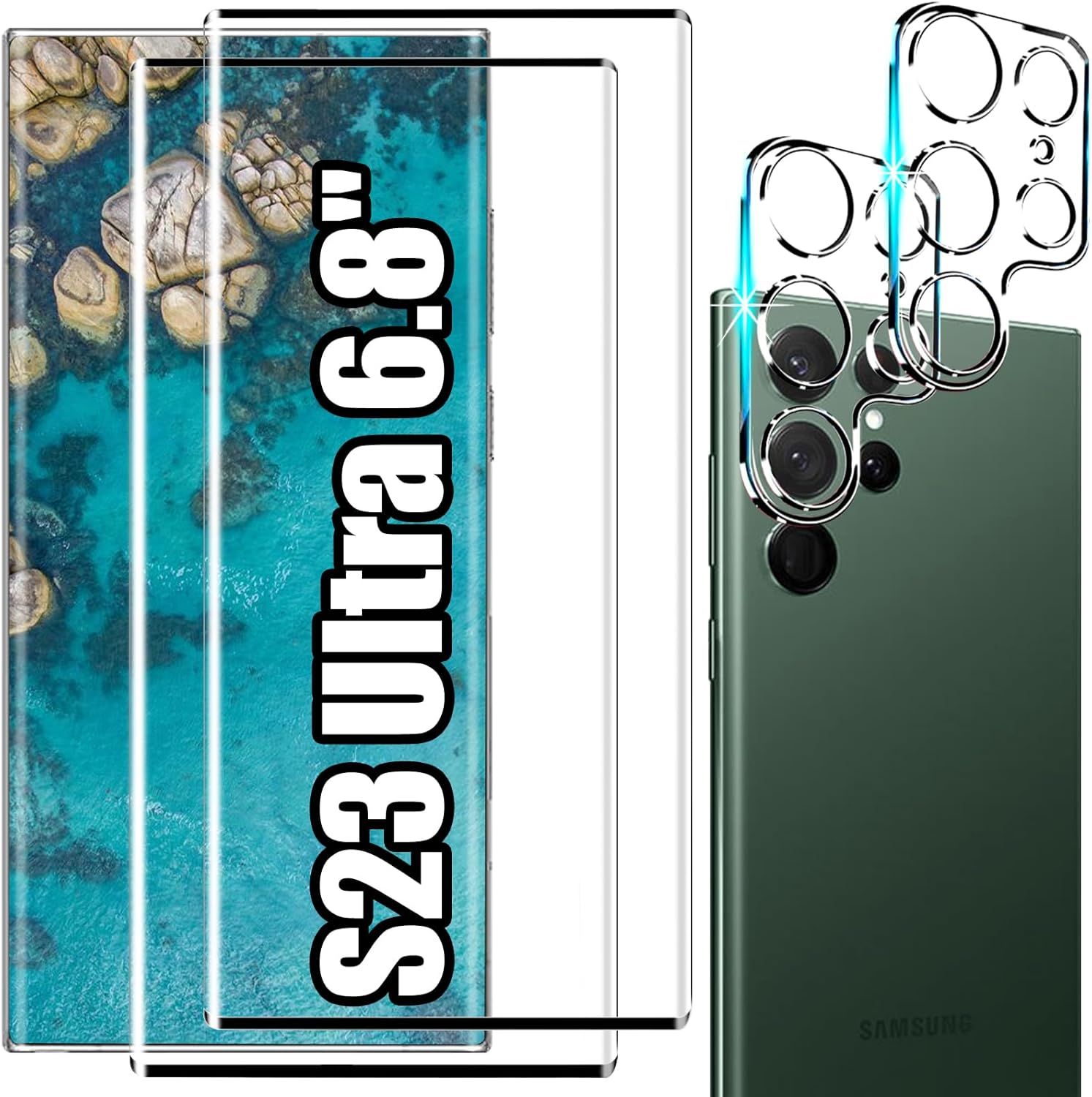 Hendlent [2+2 Pack] Galaxy S23 Ultra Screen Protector, 9H Tempered Glass, Ultrasonic Fingerprint Support, 3D Curved, HD Clear Scratch Resistant for Samsung Galaxy S23 Ultra 5G Glass Screen Protector