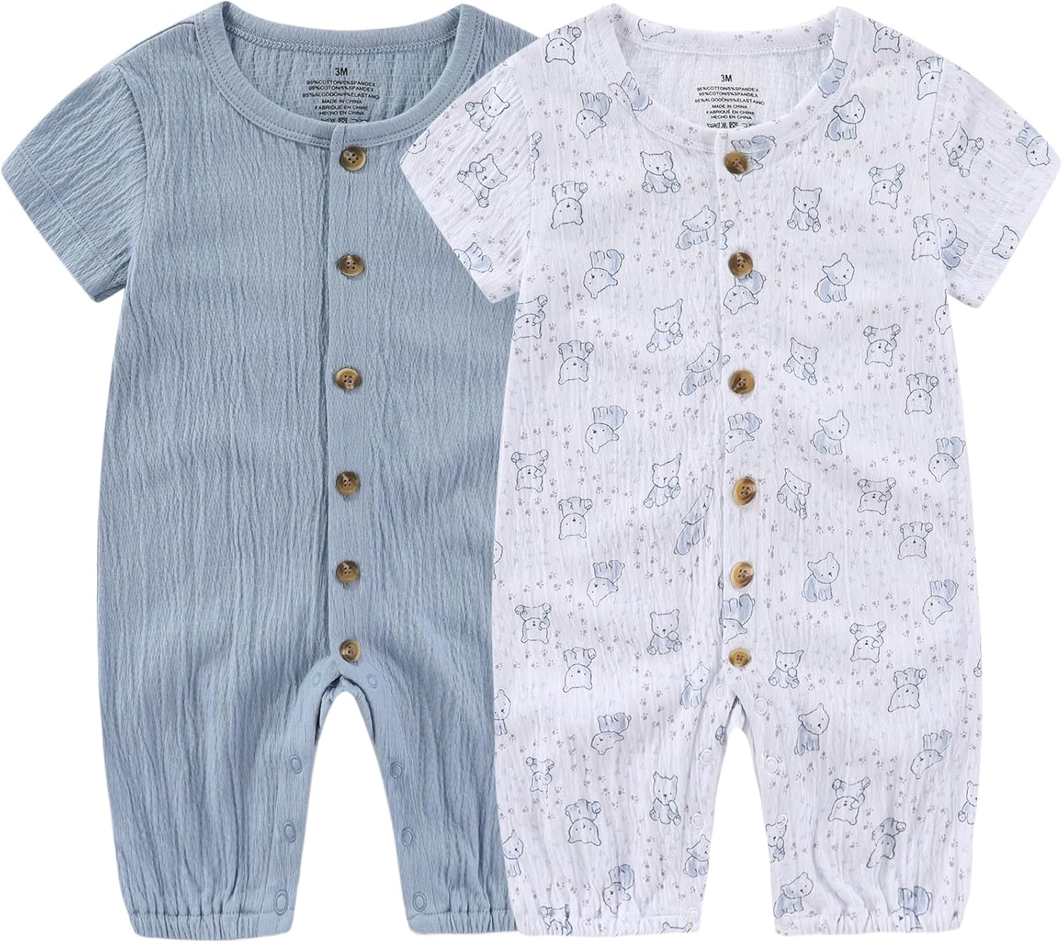 Ruliby Baby Romper Summer Breathable Infant Clothes Set 0-24 Month