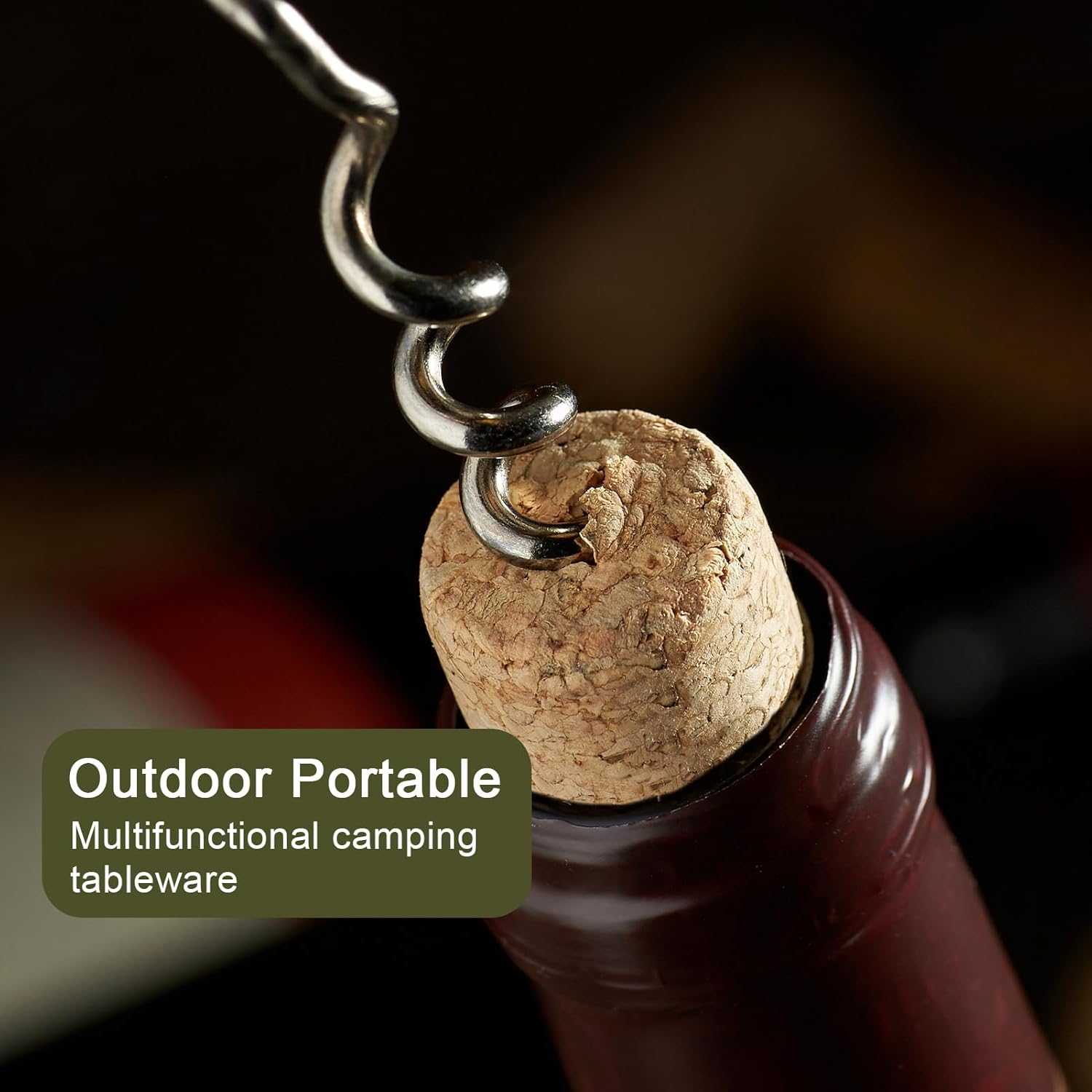 Stainless Steel Cutlery 5 in 1 Folding Cutlery Camping Cutlery Outdoor Cutlery Set with Removable Fork, Spoon, Knife, Bottle Opener, Can Opener and Carry Bag for Camping, Hiking, Picnic and Travel image number 1