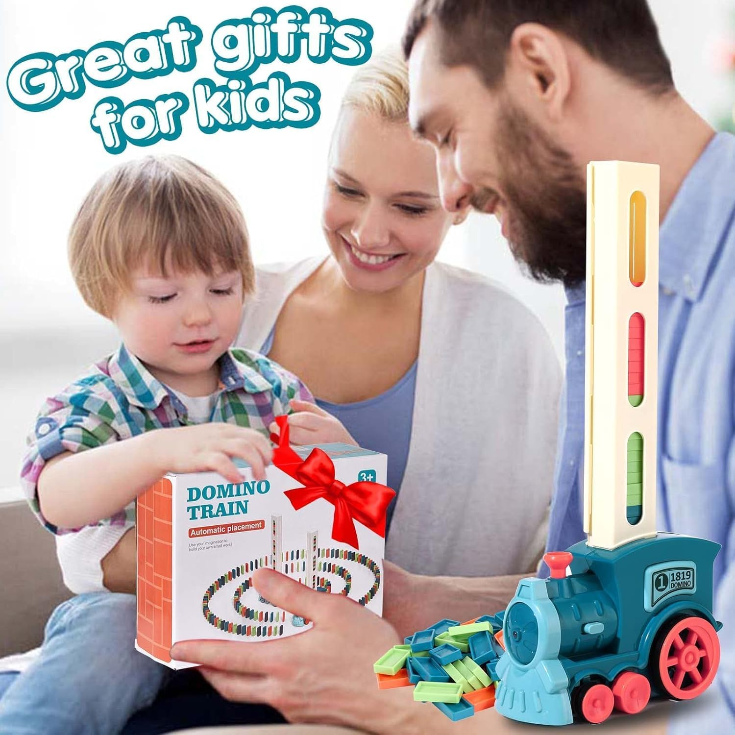 Linzezon Domino Train Toys, 200PCS Automatic Dominoes Kids Games for 3 Year Old Boys, Summer STEM Montessori Toy Autistic Toddler, Christmas Birthday Gifts Age 3-12 image number 3