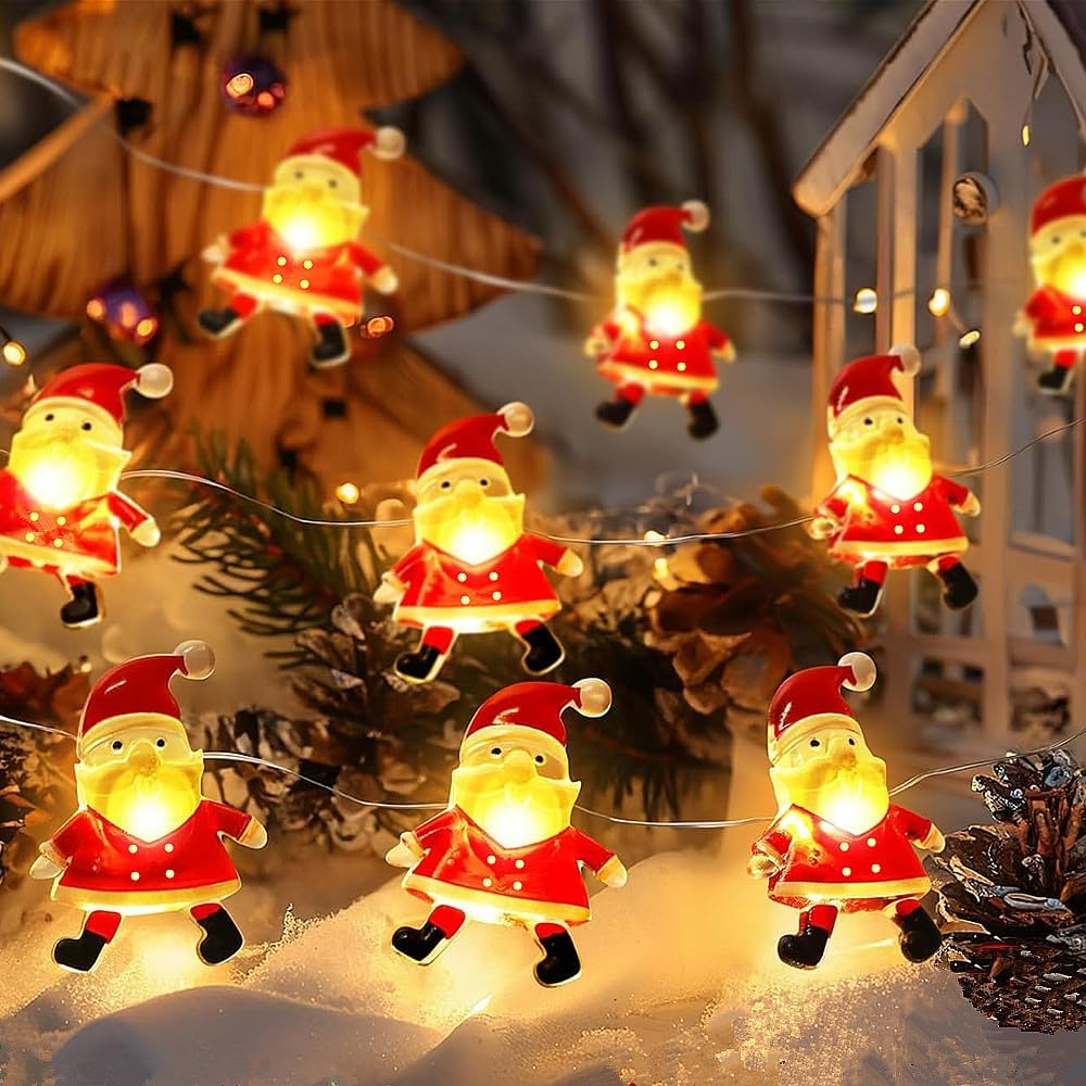 TRIXES Christmas Novelty String Lights - Santa Claus Father Christmas Design - 3M Battery Operated image number 1