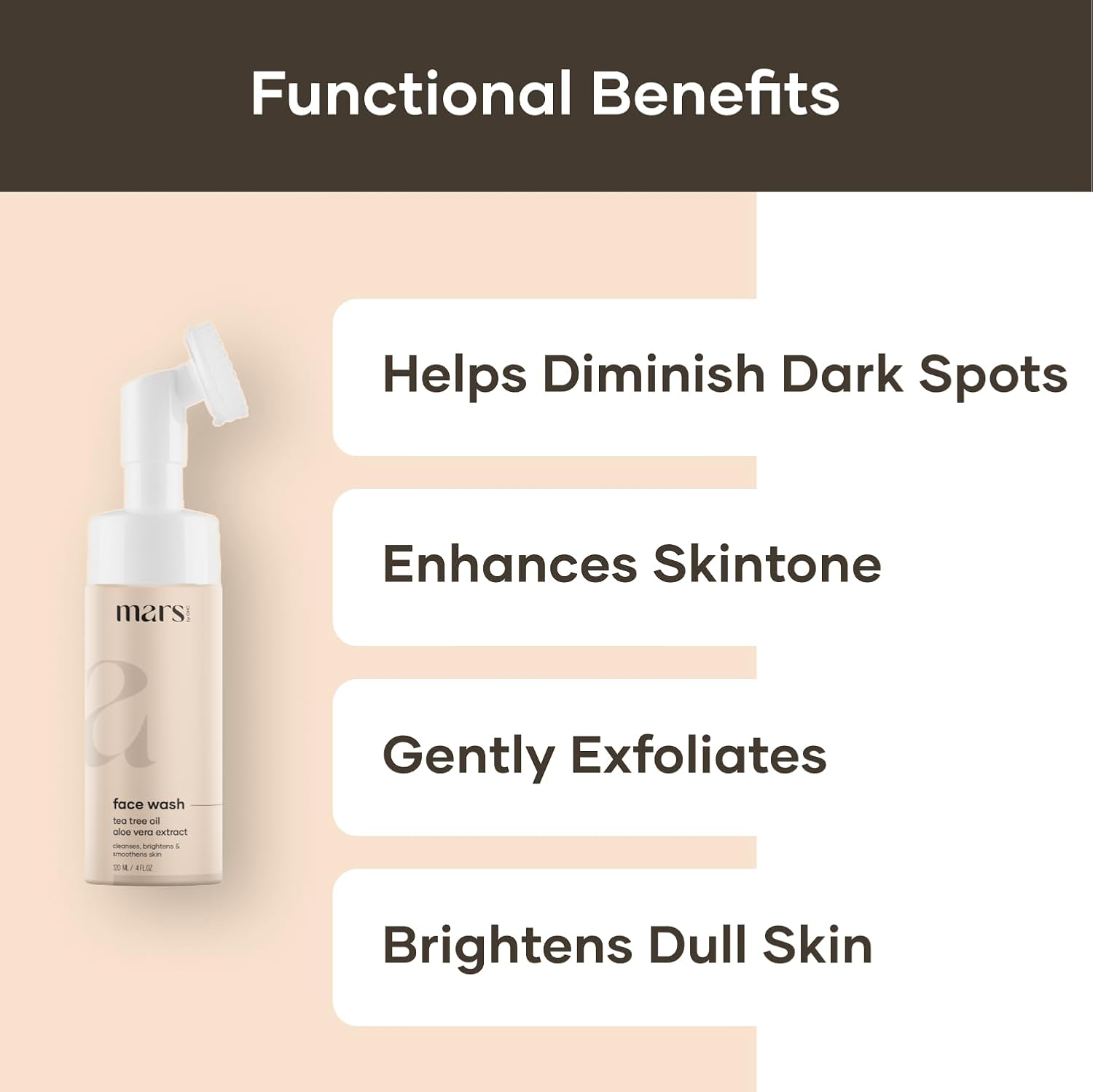 Mars by GHC Tea Tree Foaming Face Wash with Built-In Face Brush, Hydrates Skin, Acne & Oil Control, Deep Cleansing, Nourishing & Moisturising Wash | Chemical Free (120 Ml - Pack of 1) image number 6