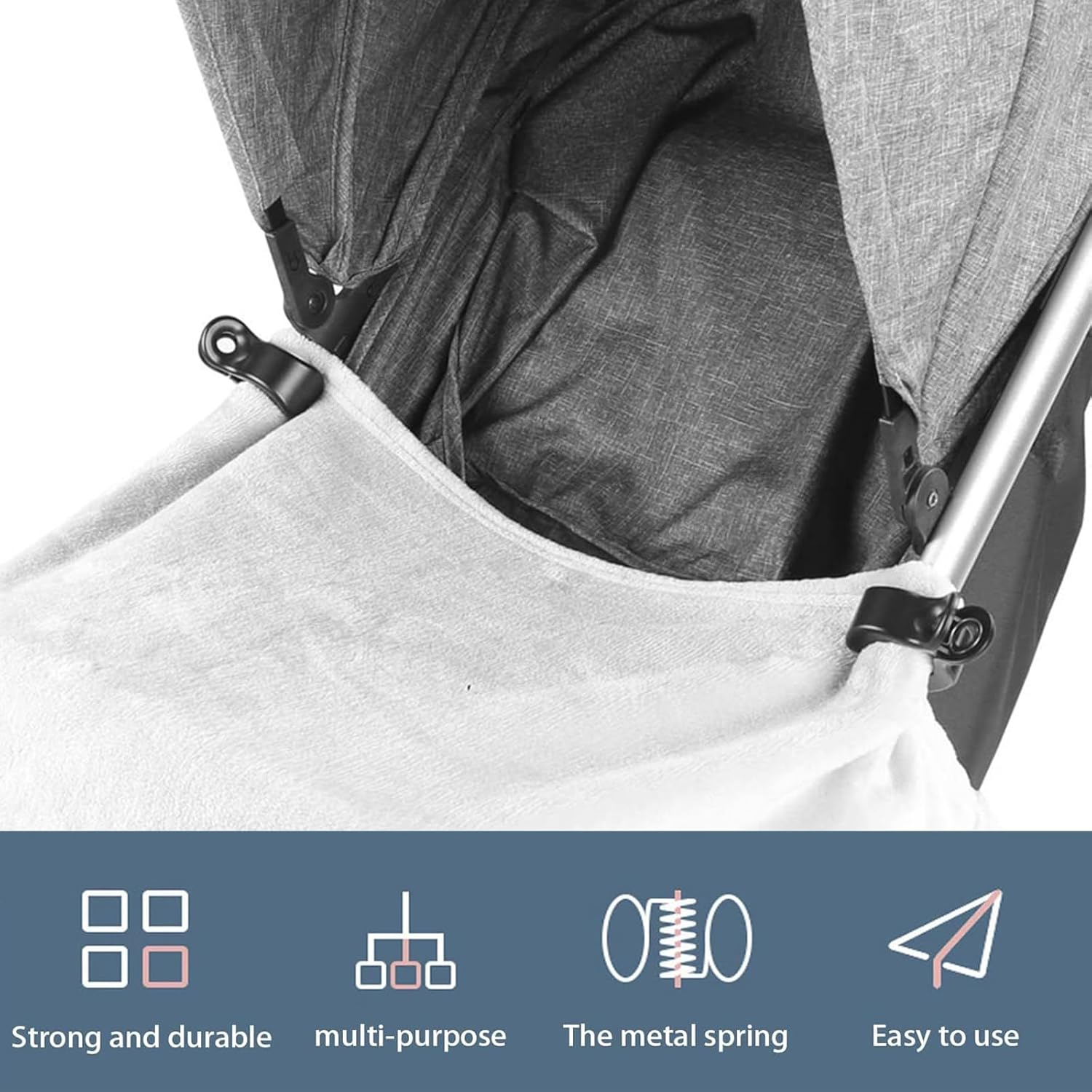 SYTHAK Stroller Pegs Clips,Universal Buggy Pram Pegs to Hooks Muslin and Toys Sun Shade to Canopy for Blanket Clamp, Car Seat Cover Clips, Pram Toy Holder, Nursing Cover.Black image number 6