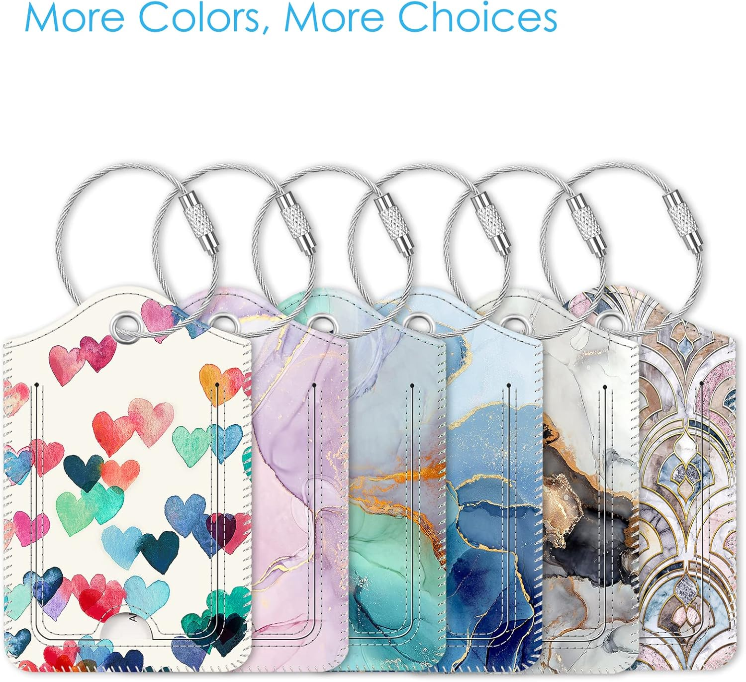 Fintie Luggage Tags, Privacy Cover ID Label with Stainless Steel Loop and Address Card for Travel Bag Suitcase - Raining Hearts (2 Piece)