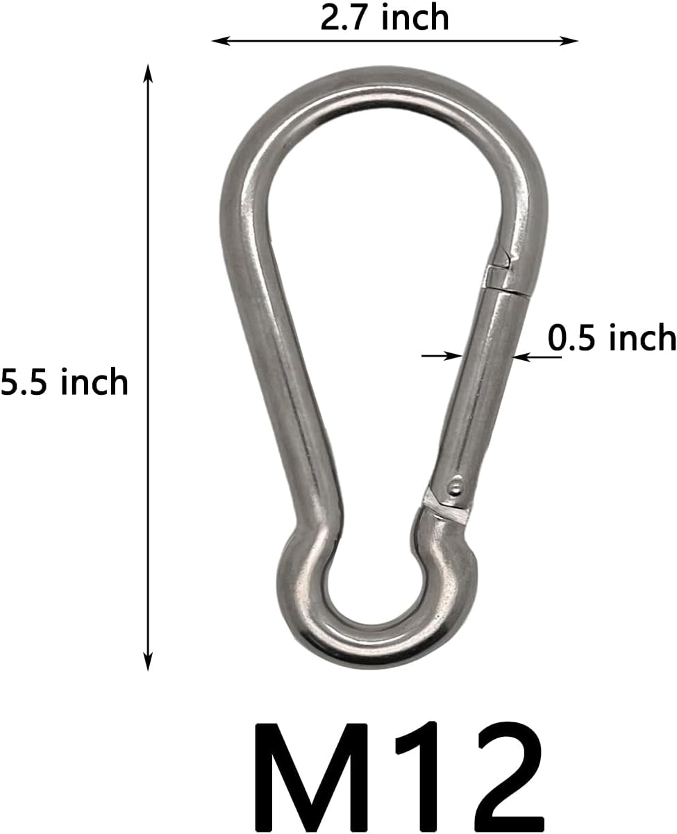 Spring Snap Hook Carabiner, 304 Stainless Steel Snap Hook Heavy Duty Carabiner Clip for Carabiner Outdoor, 2 Pack image number 6