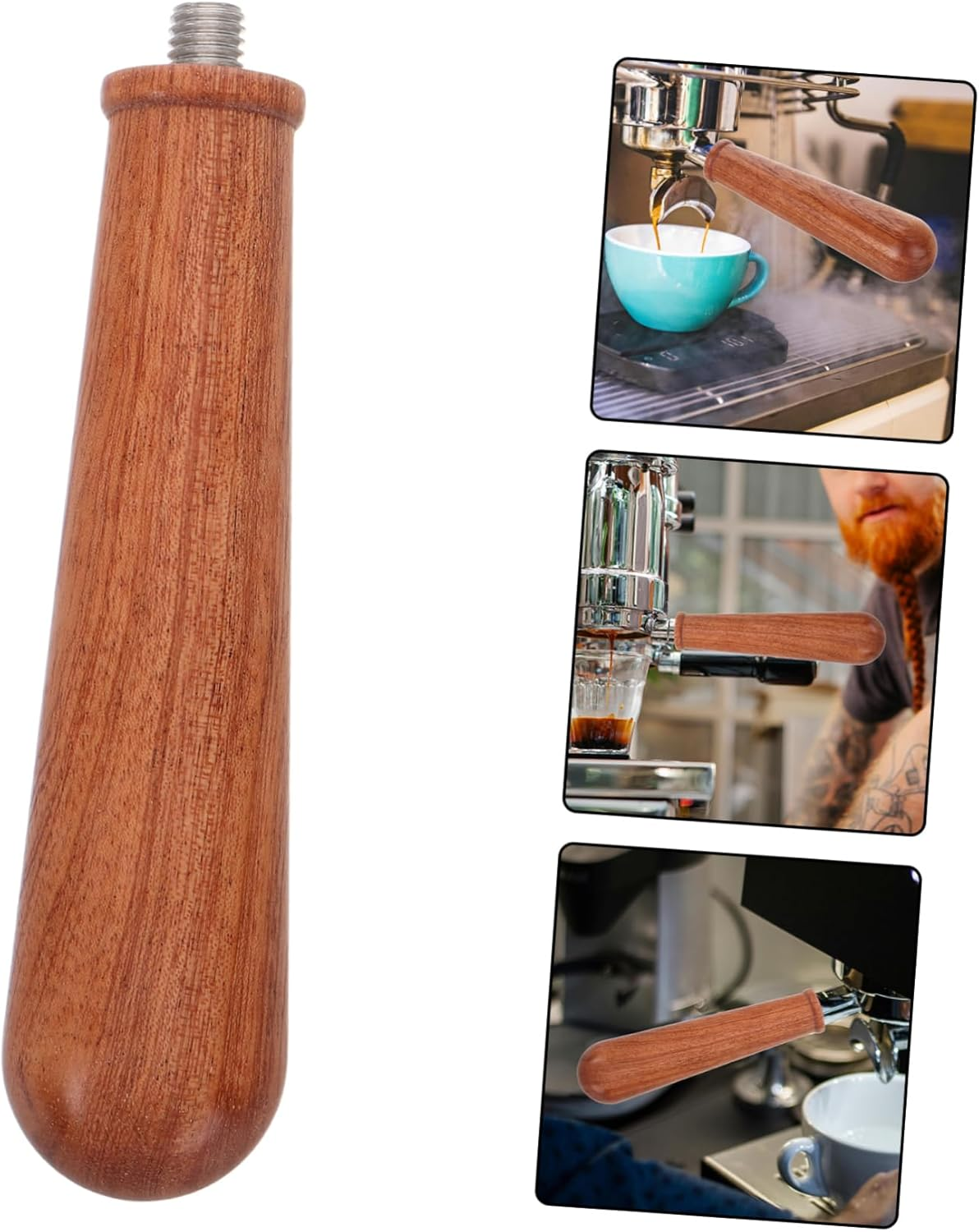 STOBAZA Espresso Machine Accessory Tea Portafilter Wooden Handle Bottomless Replacement Part image number 3