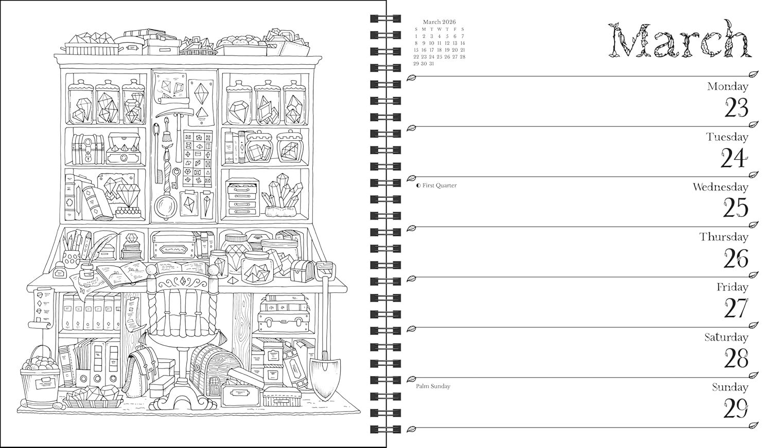 Johanna Basford 12-Month 2026 Weekly Coloring Calendar